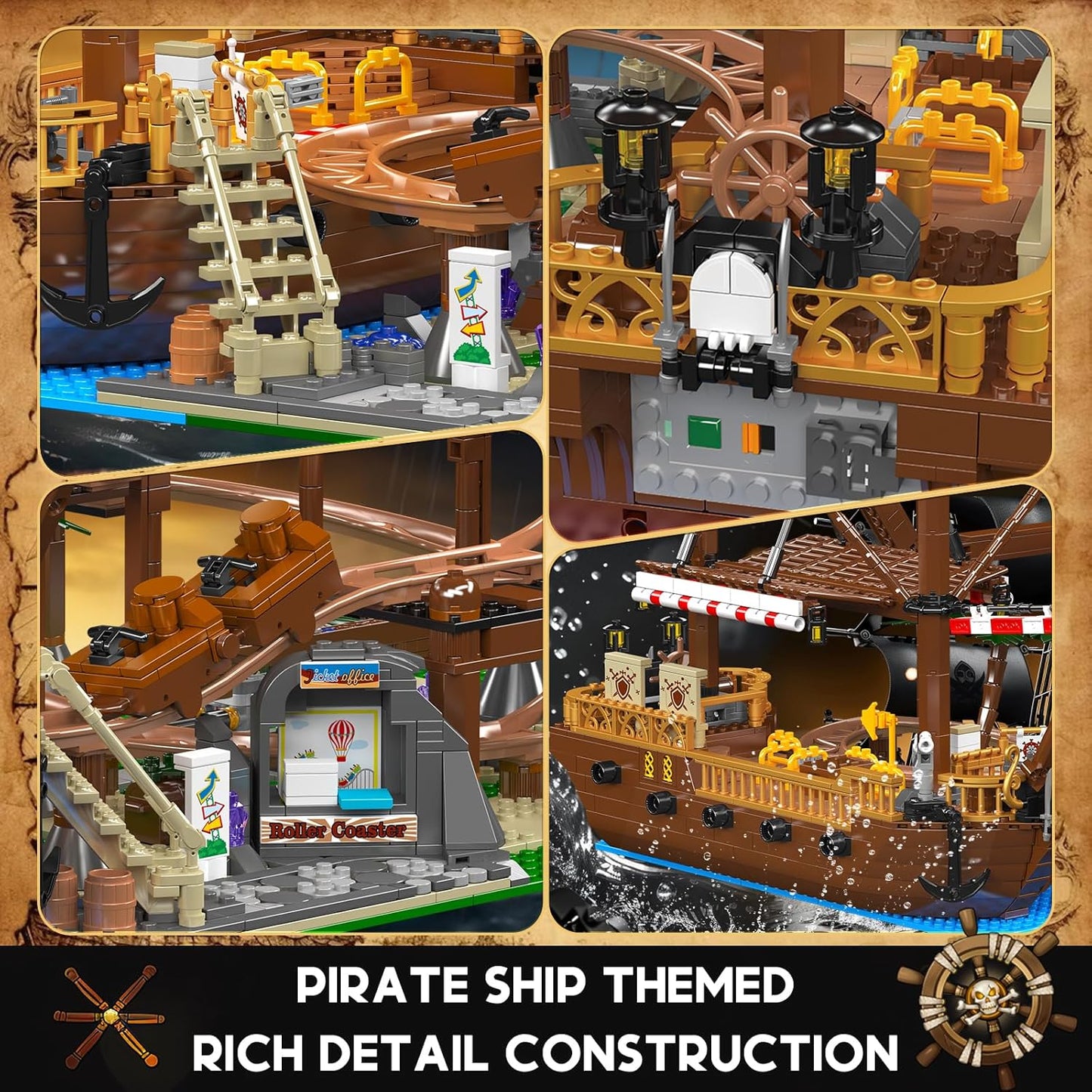 11013 MOC Double Helix Roller Coaster - Pirate Ship Themed, Achterbahn