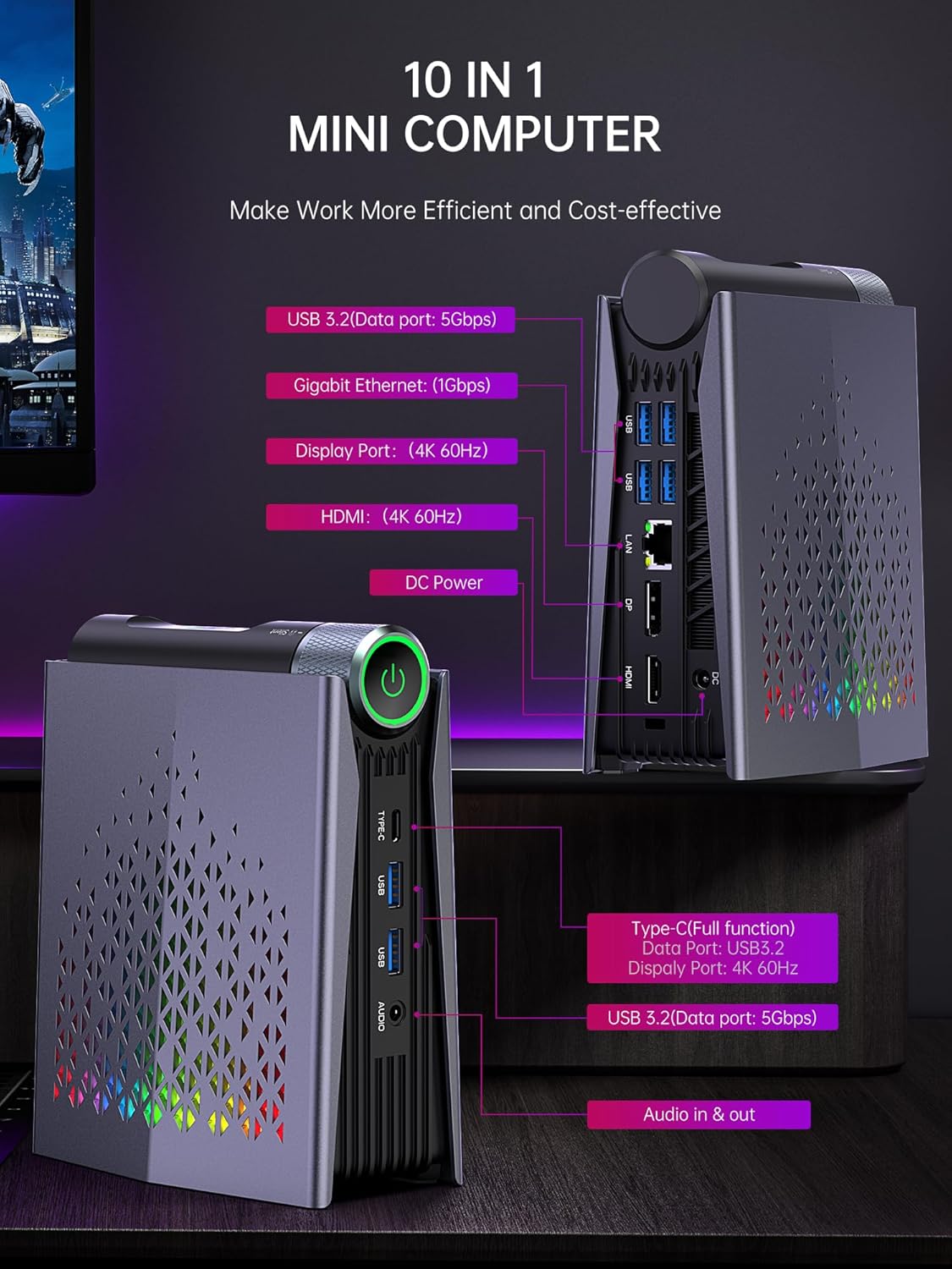 Mini PC mit Ryzen 9 6900HX und Radeon 680M, S3A R9 6900HX 32G DDR5 1T SSD