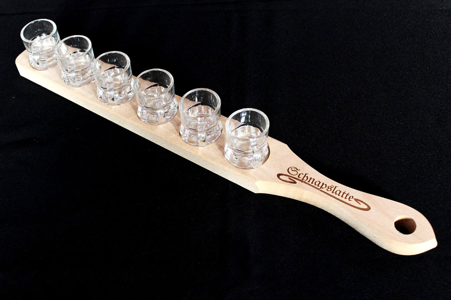 Schnapslatte mit 6 Gläsern