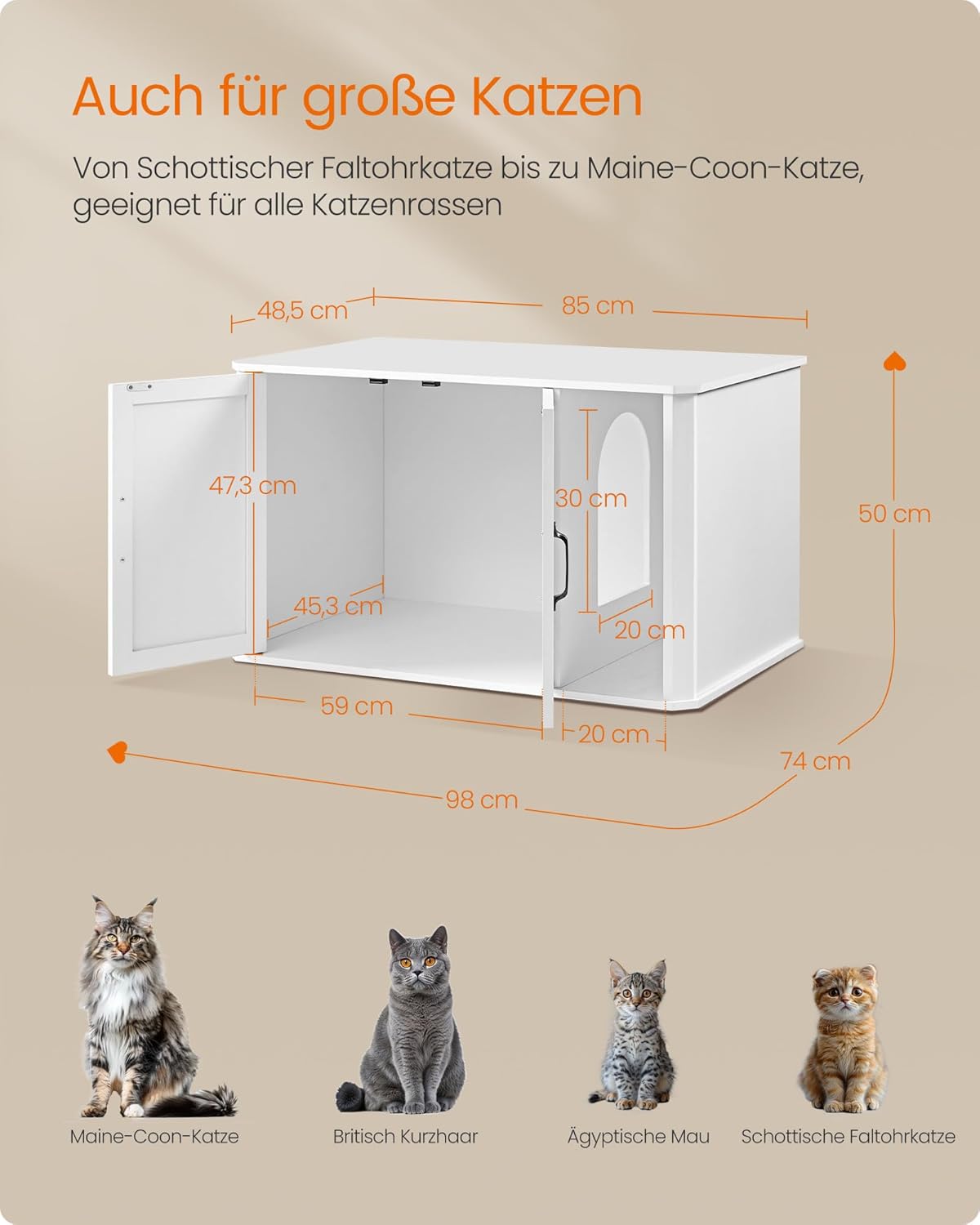 Katzenhaus als Sideboard mit Doppeltür, Wolkenweiß