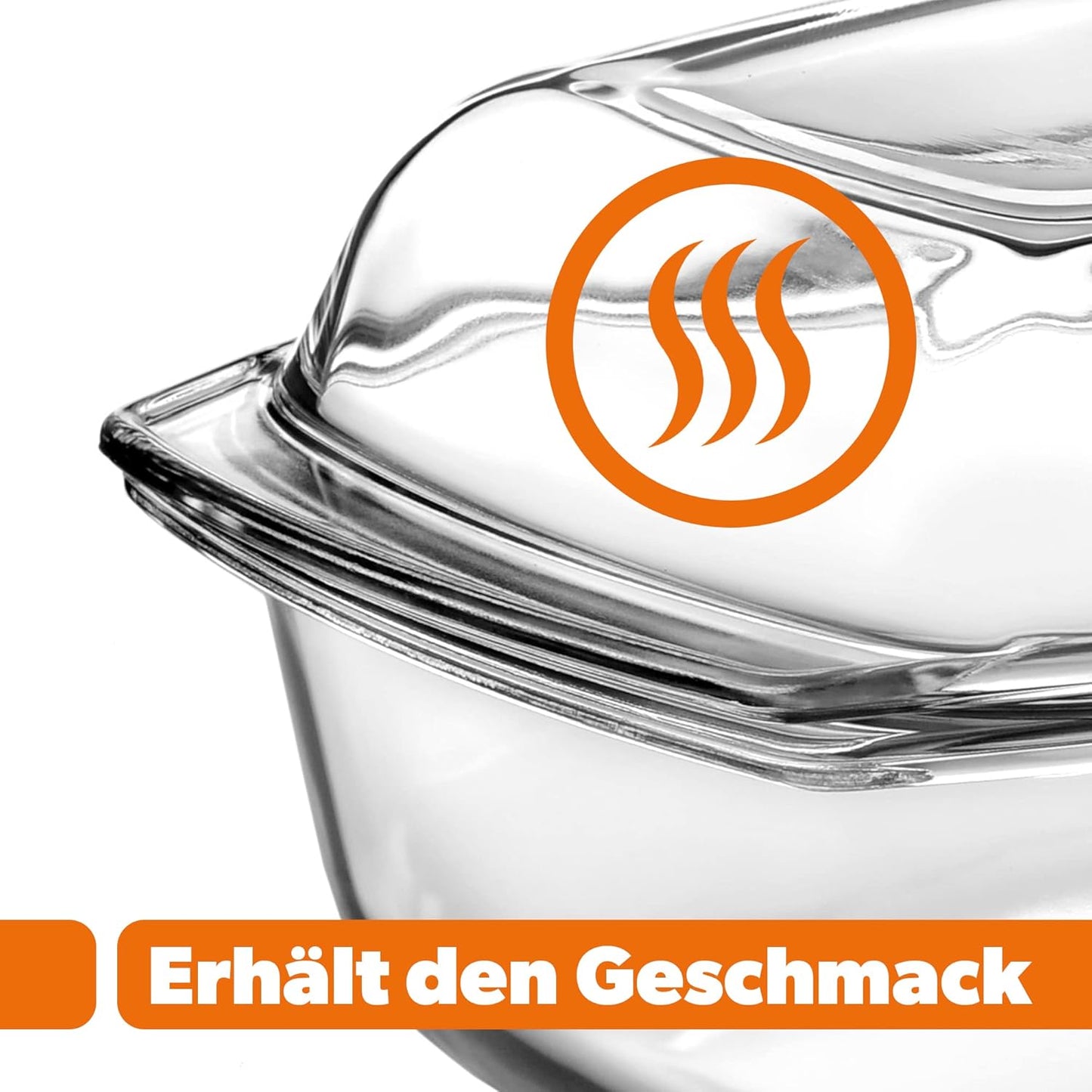 Auflaufform mit Deckel und Griffen, Transparent 5.1 L