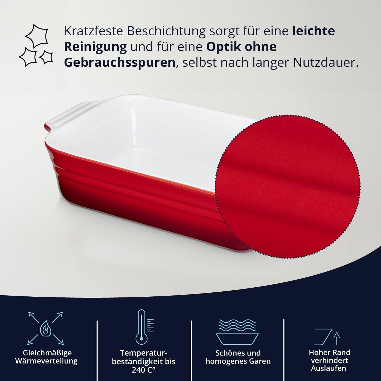 Keramik-Auflaufform, 1 Stück (26 cm) Rot