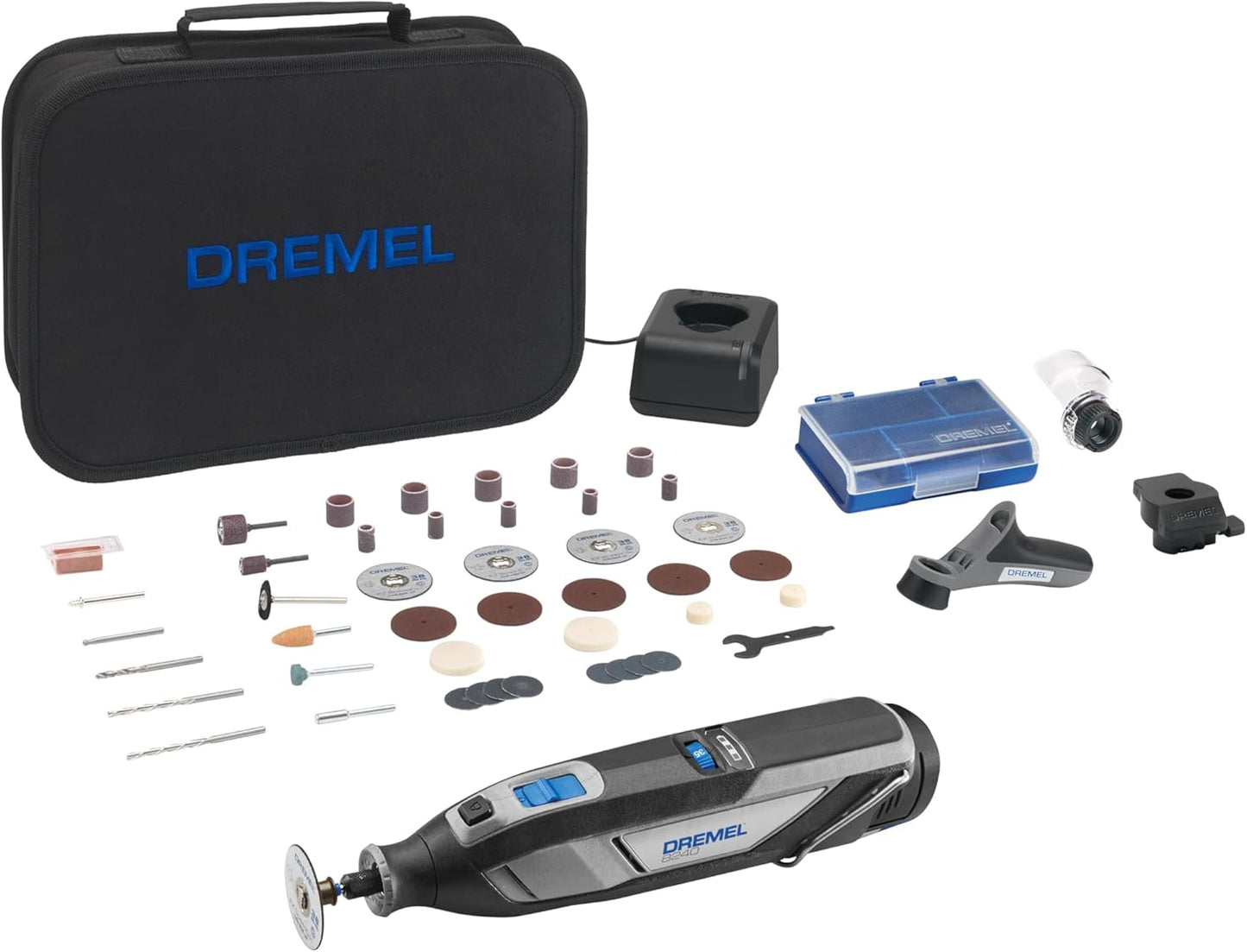 8240 Akku-Rotationswerkzeug Set mit Zubehör (45-teilig), Dremel 8240 3 Vorsätzen 45 Zubehören