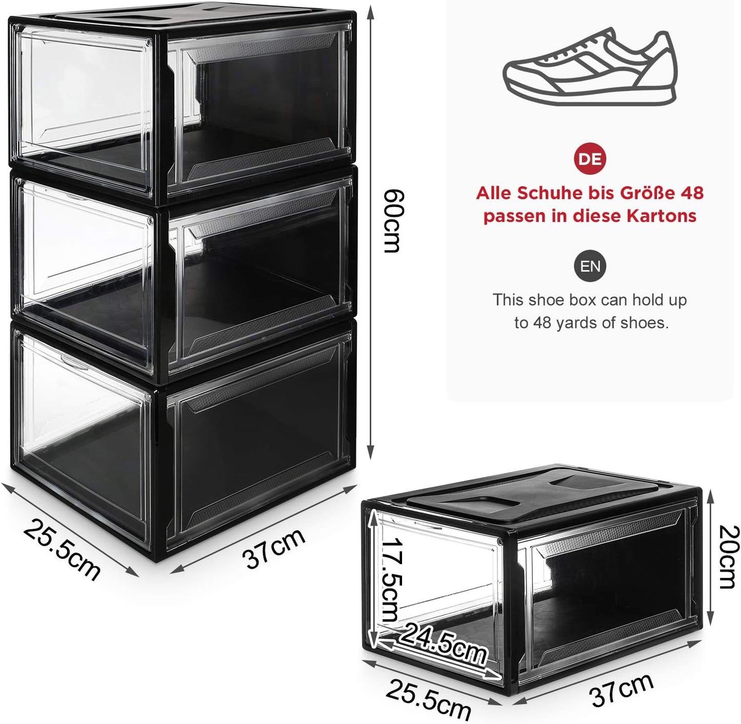 3er-Set Stapelbare Schuhboxen