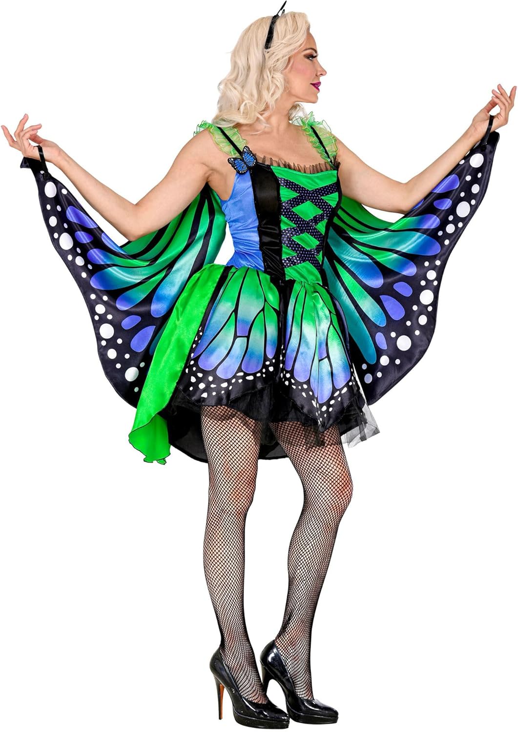 Schmetterling (Kleid mit Tutu, Flügel, Antennen), XS Grün