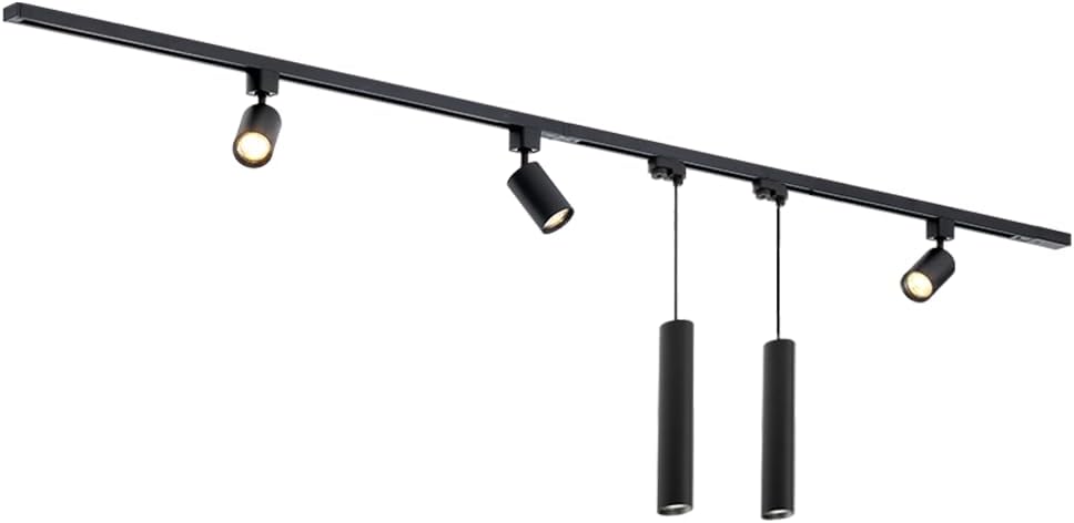 5-teiliges Focus III Spotbalken-Set, Schwarz 3 Spots und 2 Pendelleuchten