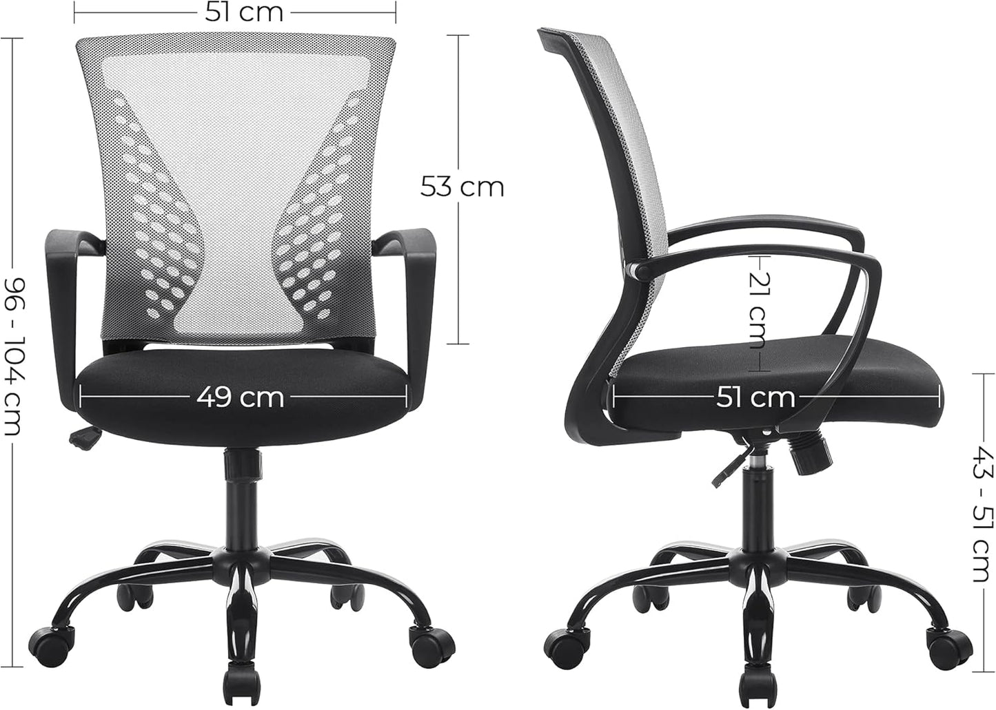 Ergonomischer Netzstuhl, Grau Grau Bürostuhl