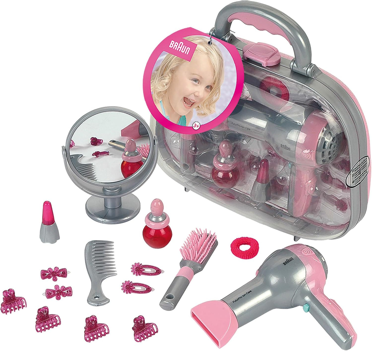 Frisierkoffer mit Haartrockner und Zubehör für Kinder, Spielzeug