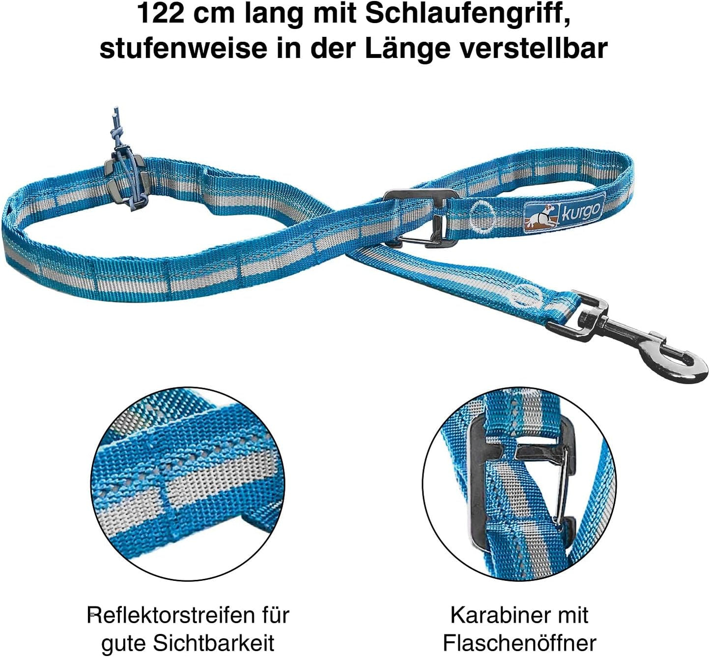 RSG Stub - Hundeleine mit einstellbarer Länge, reflektierend, 122 cm, Leine Einheitsgrösse
