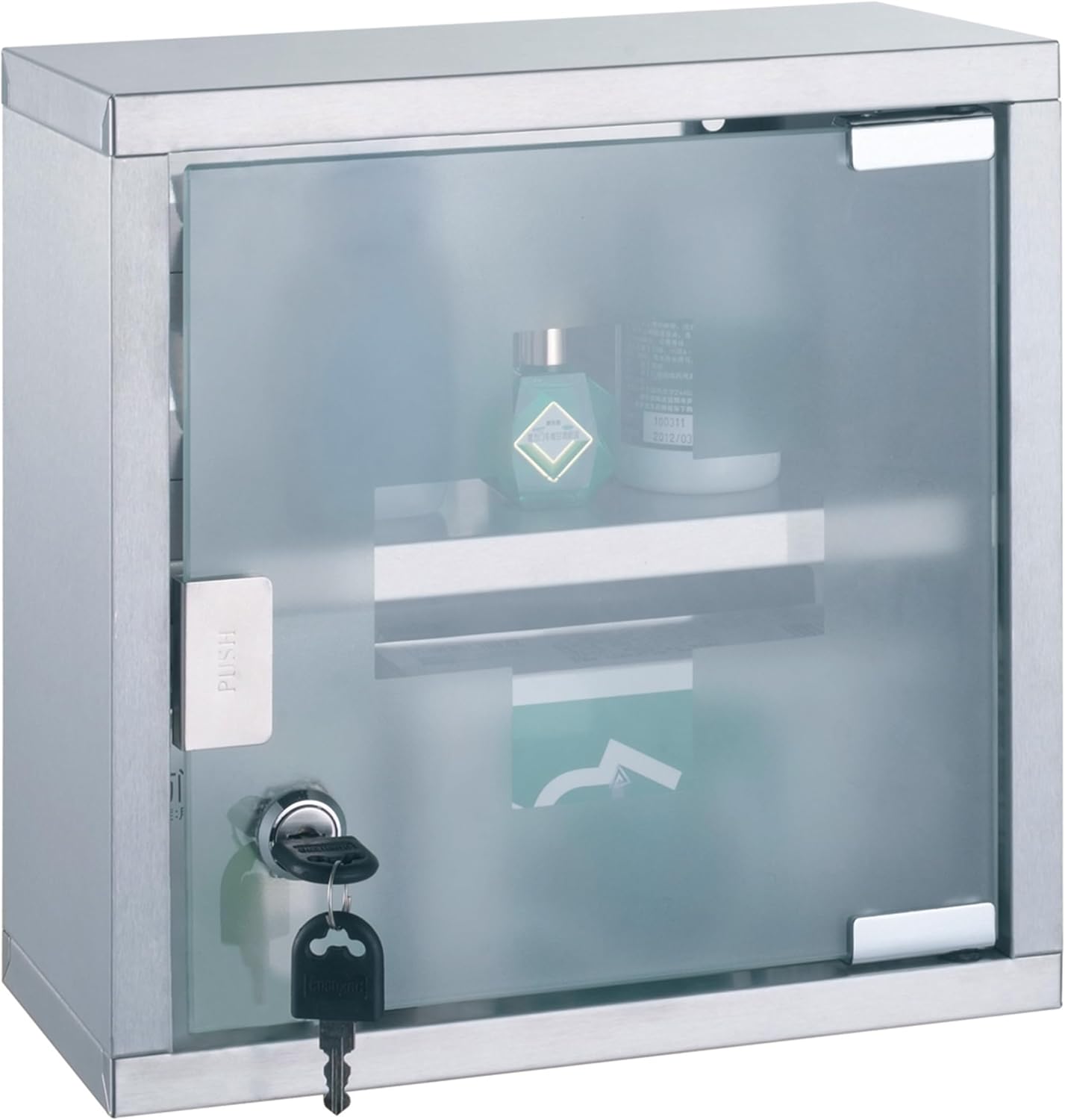 Medizinschrank aus Edelstahl, Grau