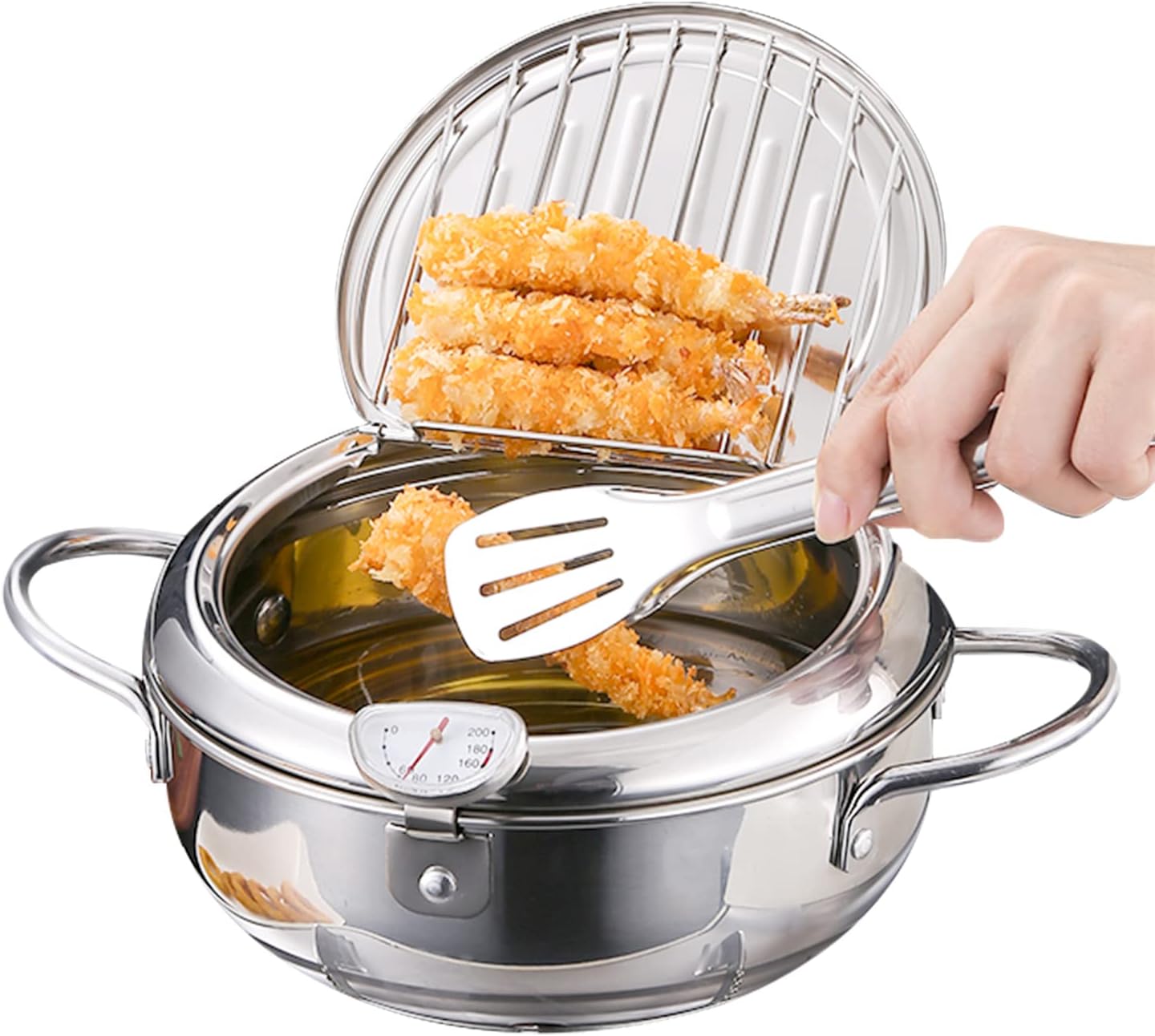 Tiegelfritteuse mit Thermometer und Kaltzonen Technologie, L (24cm/9.4in) 3.4L