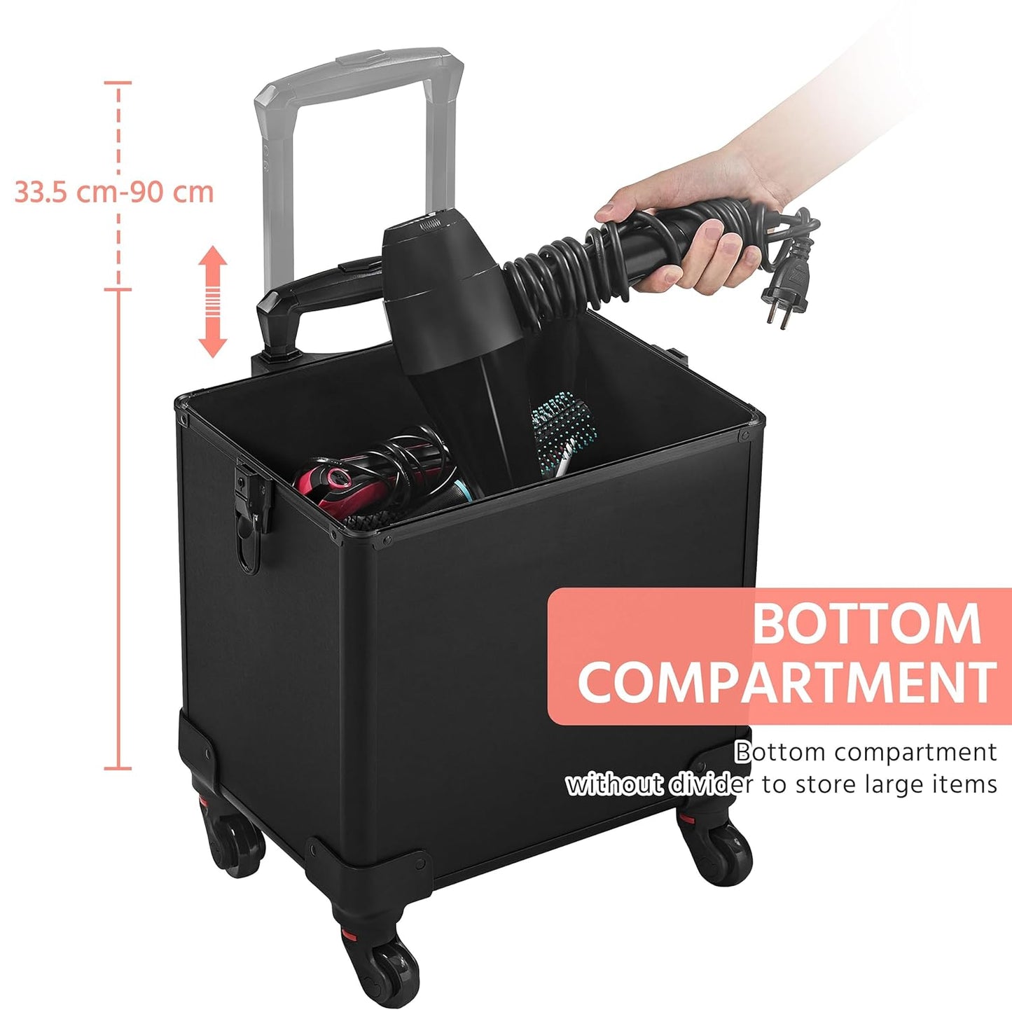 4-in-1 Kosmetikkoffer mit 360° drehbaren Rollen
