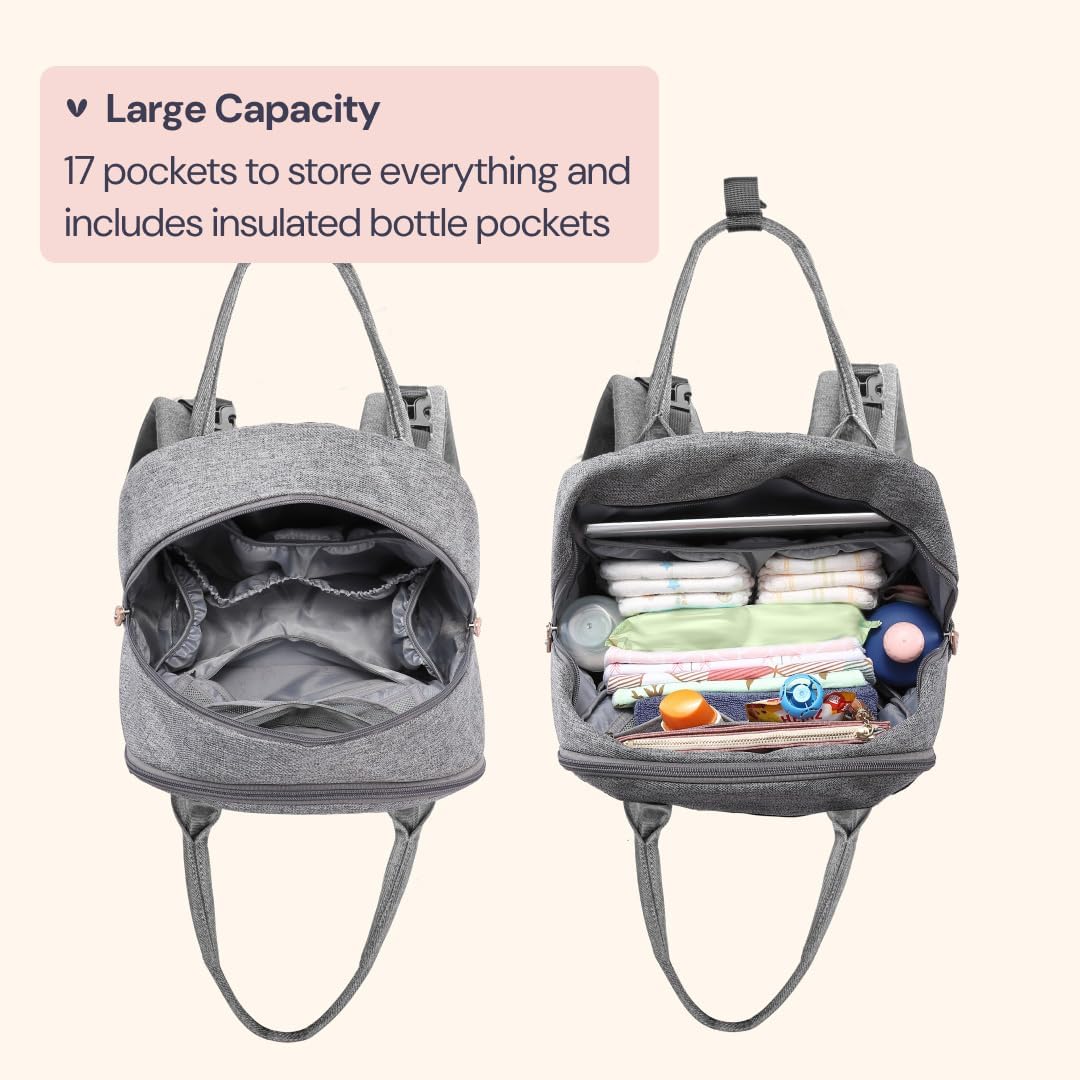 Wickelrucksack mit Wickelauflage, Grau
