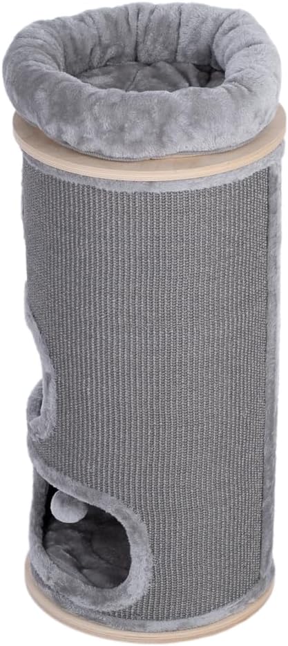 Stabile Kratztonne mit Sisal-Teppich, Hellgrau XXl - H 110 x Ø 49 cm