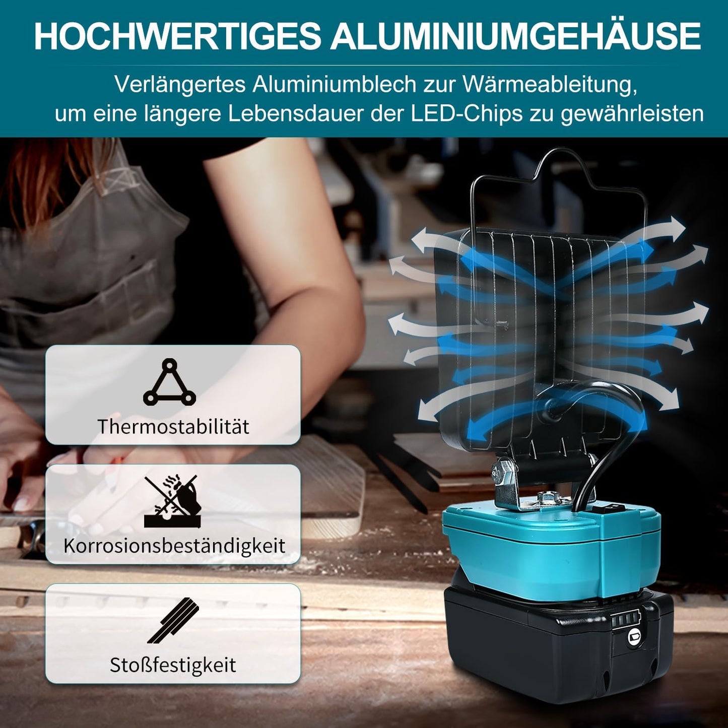 Arbeitsleuchte für Makita LXT-Akkus, Grün