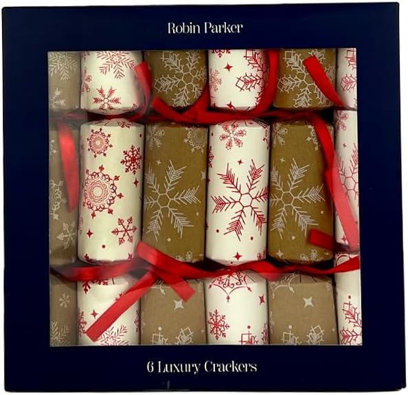 6er-Set Weihnachtsknallbonbons für Tischdekoration, Weiss