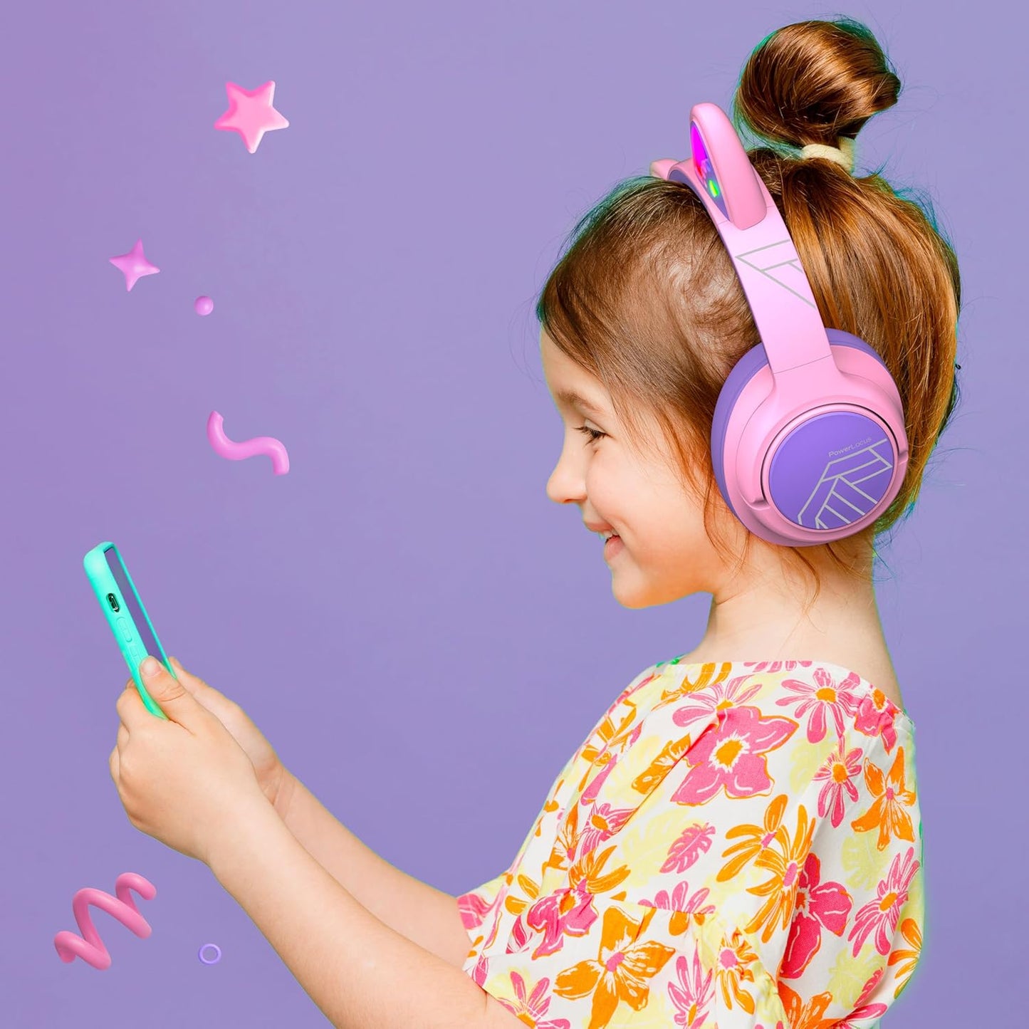 Bobo Bluetooth-Kopfhörer für Kinder, Lila/Rosa