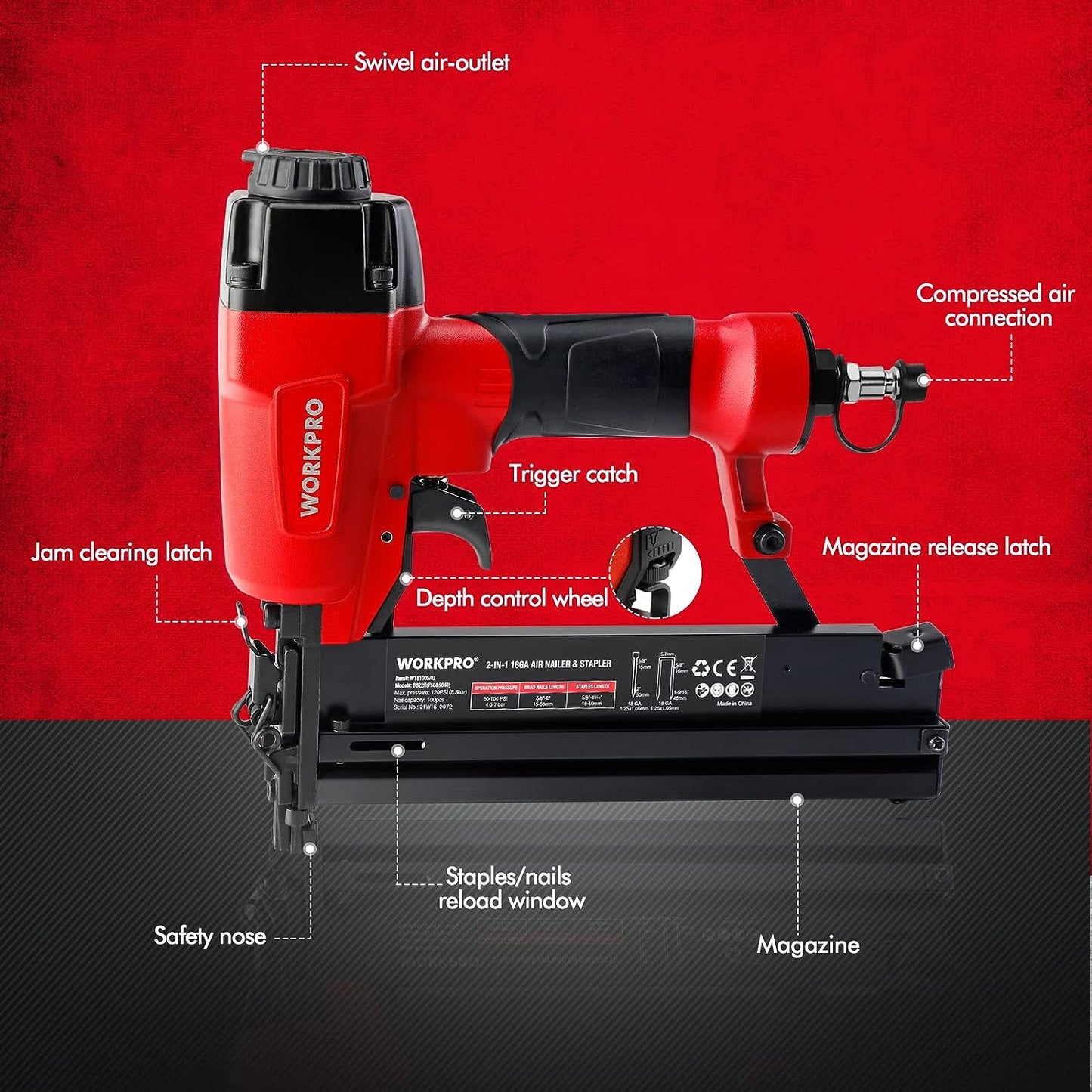 W181005AU 2in1 Druckluftnagler