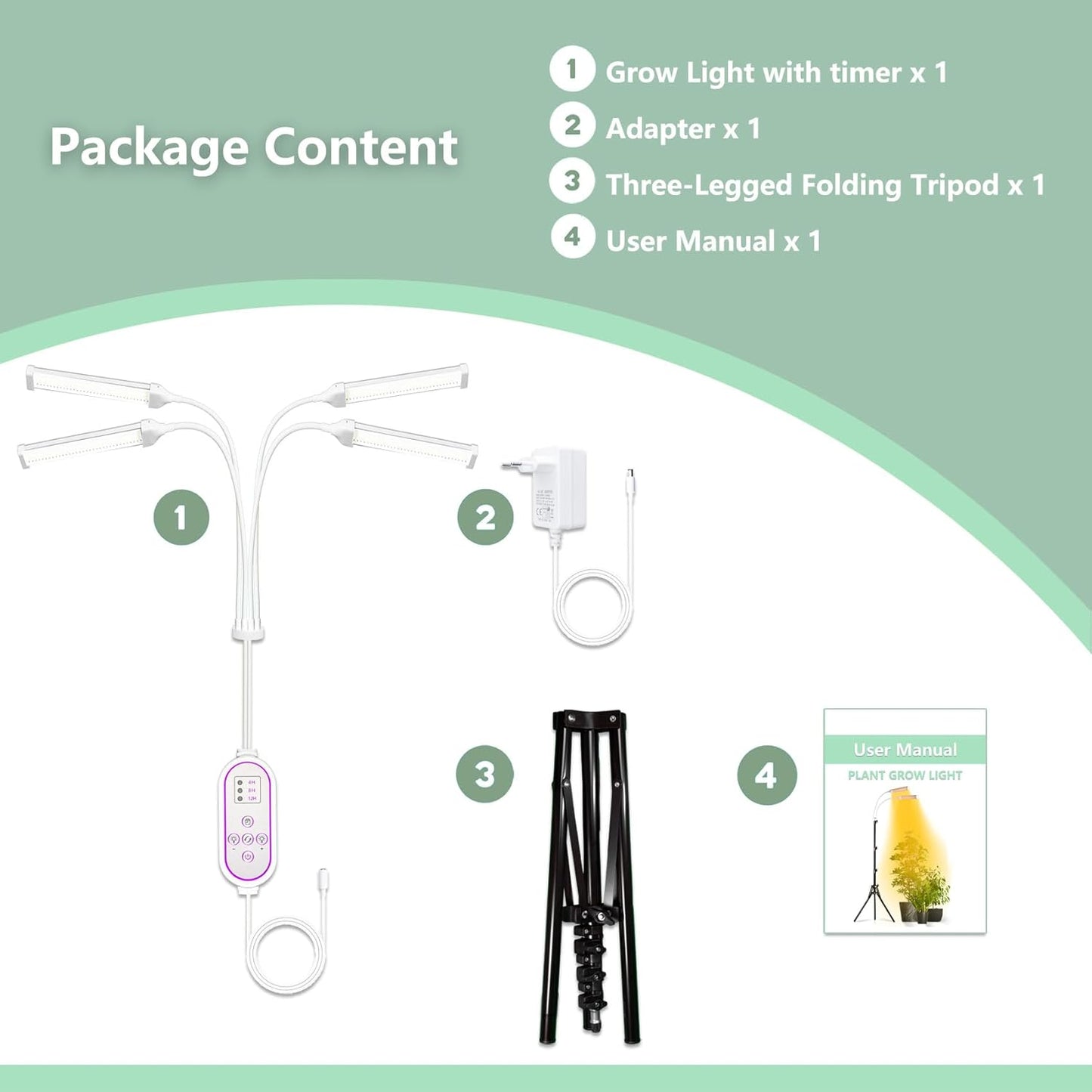 LED-Pflanzenlampe mit Ständer und Zeitschaltuhr, 420 LEDs Stand