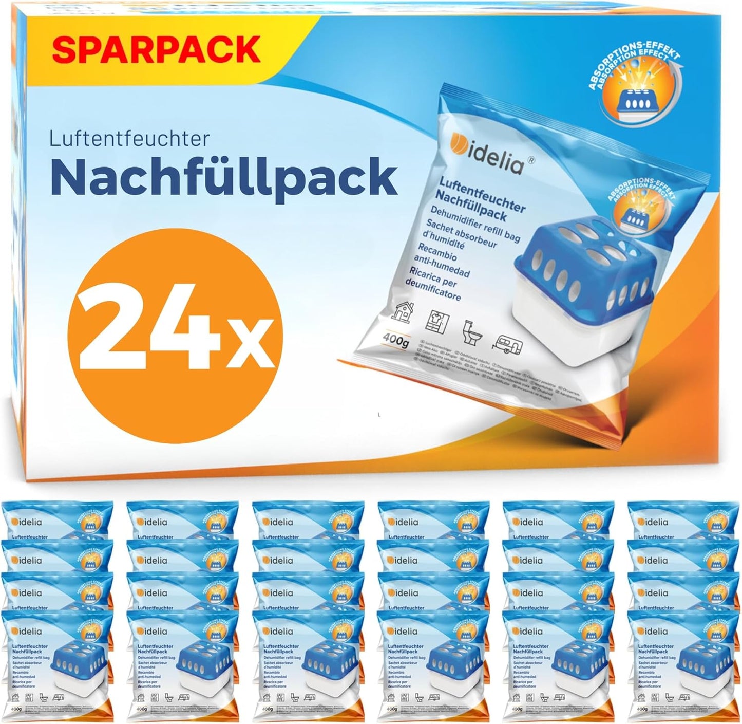 Luftentfeuchter Nachfüllpack-Set, 24x Nachfüllpacks