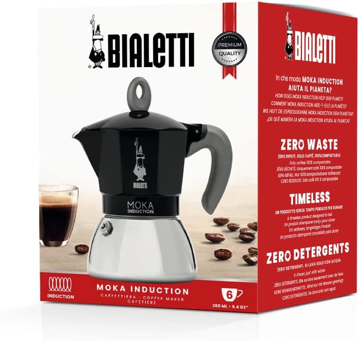 Moka-Kanne für Induktionsherde (6 Tassen), 6 Tassen New Moka Induction Schwarz