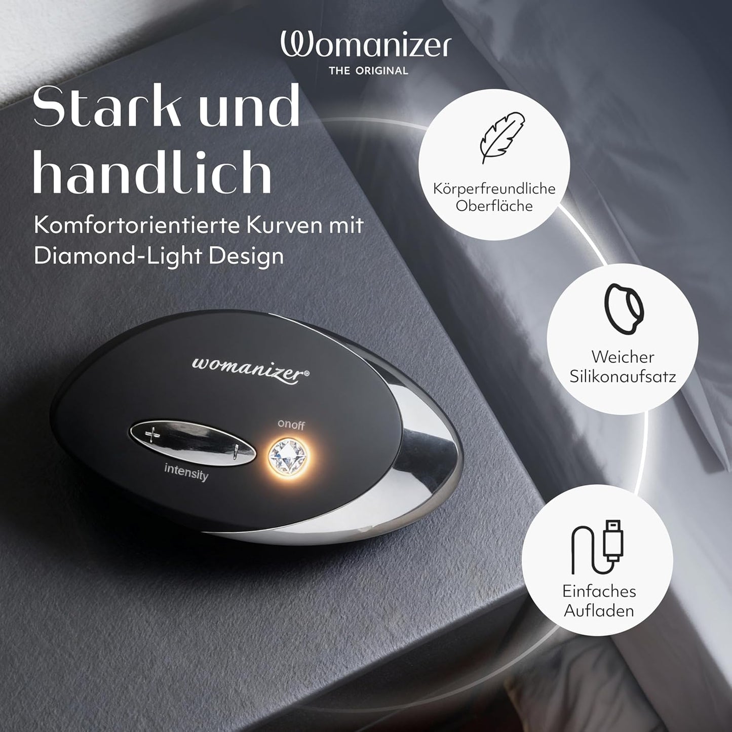 W500 Klitorisvibrator mit 12 Saugstufen, wasserdicht, Schwarz, Chrome 1 Stück (1er Pack)