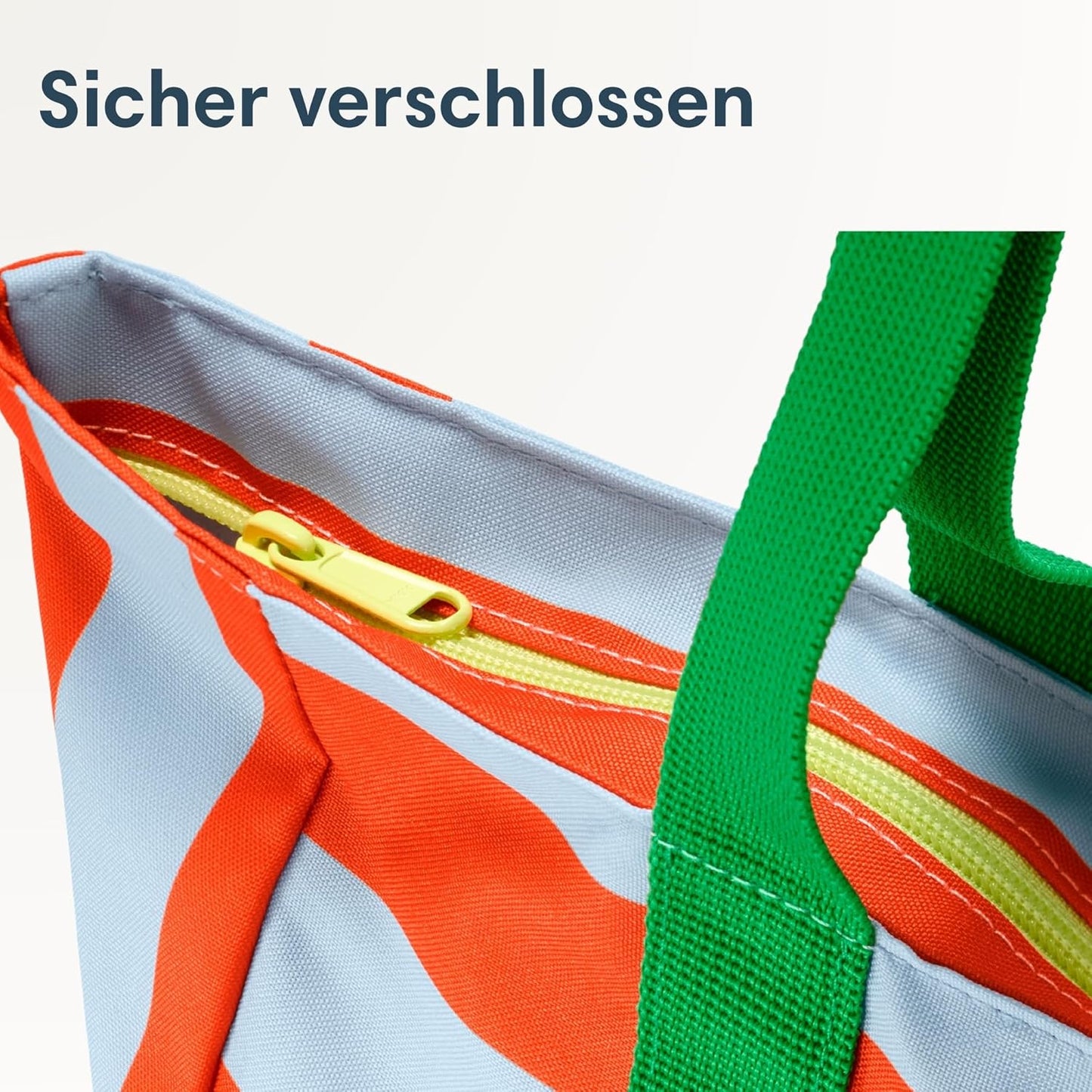 Strandtasche Linn mit Reissverschluss, Orange - Gestreift