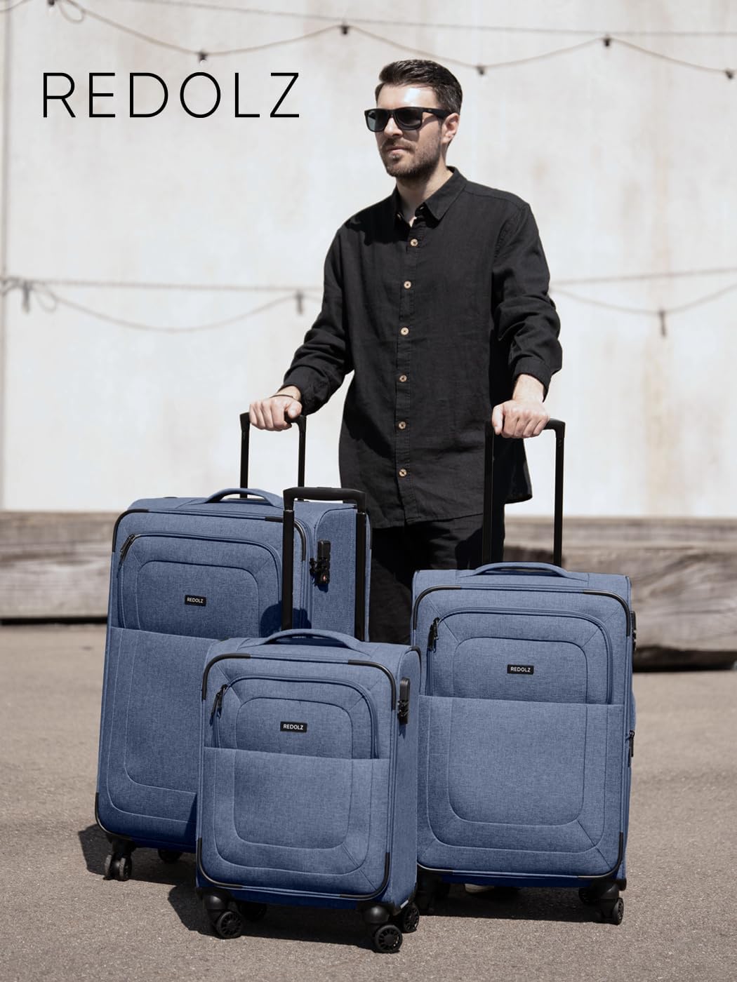 Essentials 12 THREE SET 4-Rollen Kofferset 3-tlg. mit Dehnfalte, Kofferset (3-teilig) 4-Rad erweiterbar, Blue