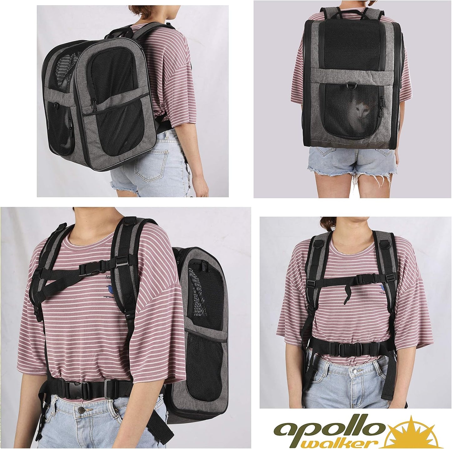 Haustier Rucksack, Grau