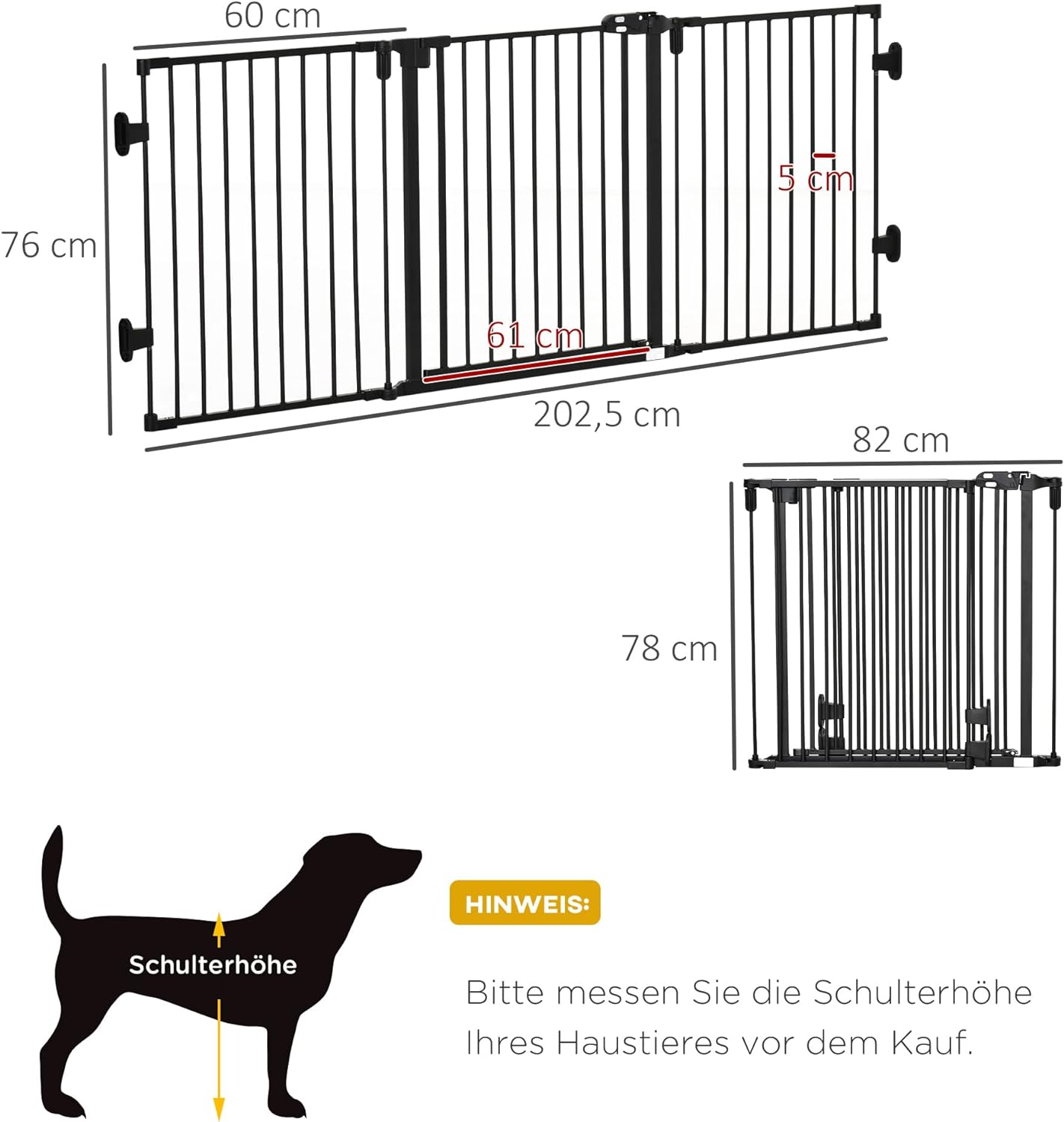 Absperrgitter mit verstellbaren Winkeln, Schwarz