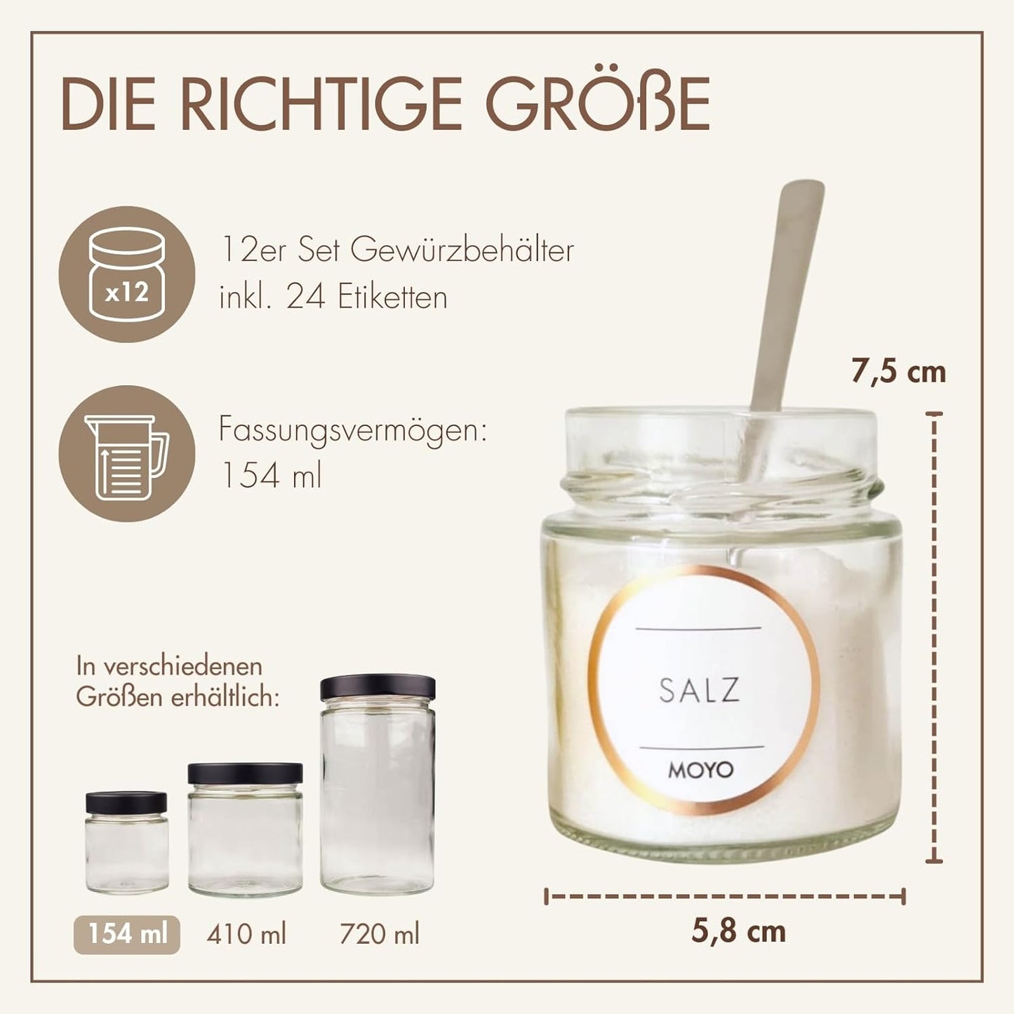 Gewürzgläser Set, 12 x 154ml