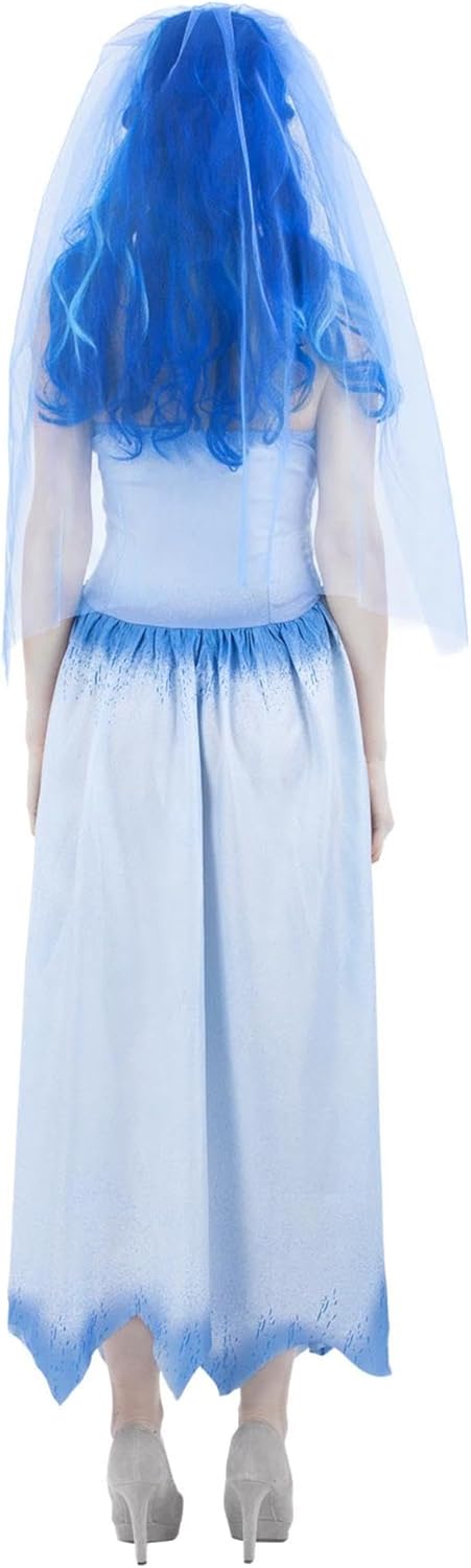 Kostüm Corpse Bride Emily mit Kleid, Stirnband und Schleier, Medium (UK 12-14)