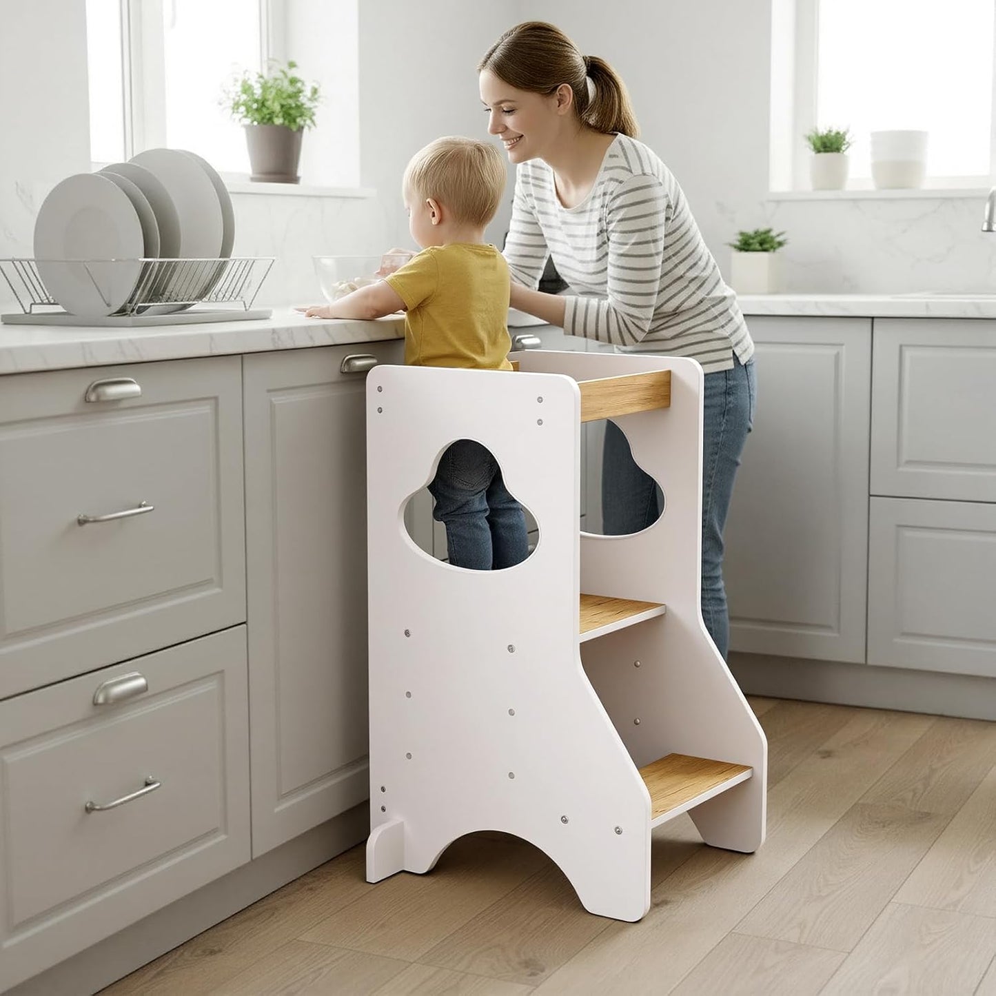 Lernturm, 80 x 50 x 37 cm Holzfarbe und Weiss