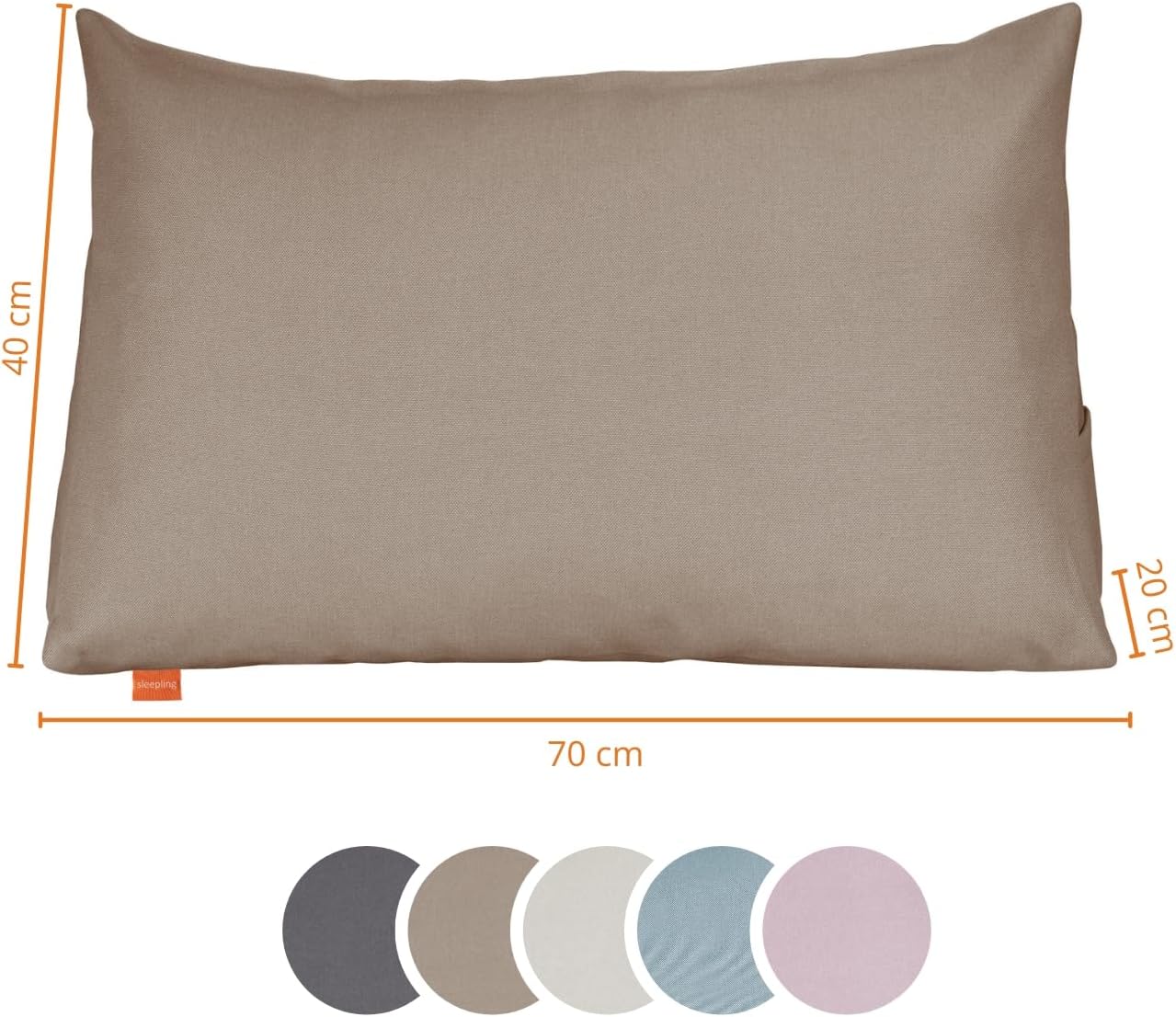 Keilkissen mit Seitenfach, Hellbraun 70 x 40 x 20 cm