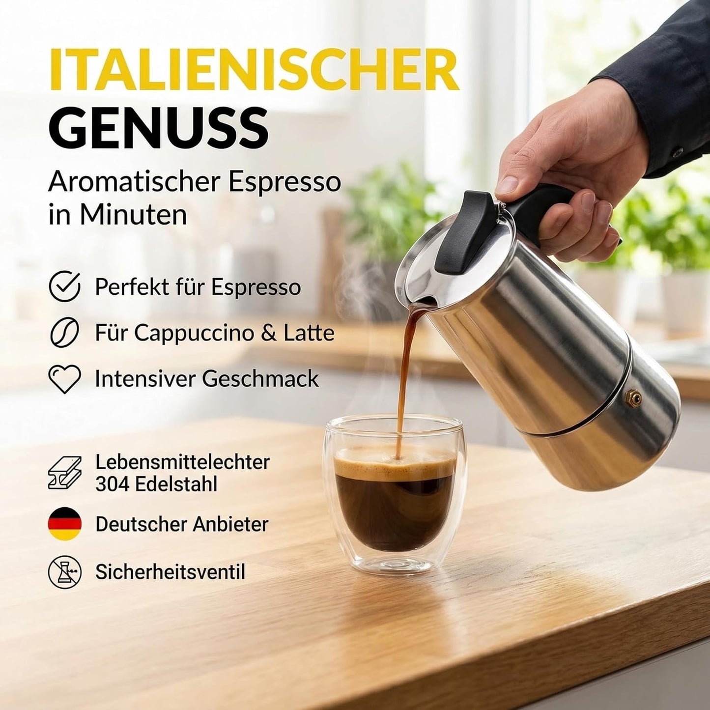 Espressokocher für 6 Tassen, 6 Tassen - 300 Ml
