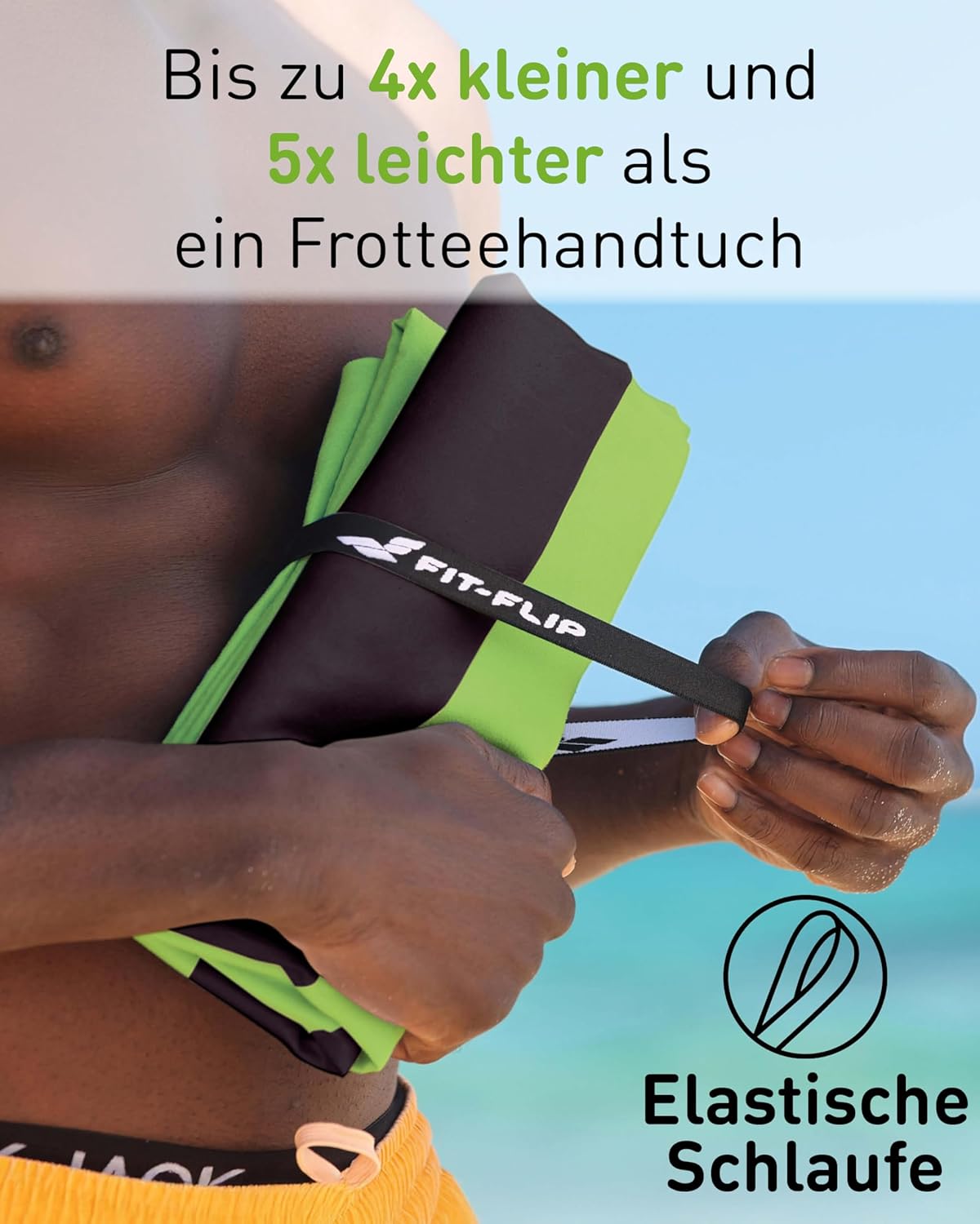 Schnelltrocknendes Strandhandtuch, 160cm x 90cm 08 Grün - Dunkelgrau