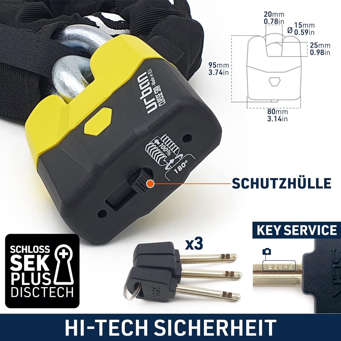 Kettenschloss U8K100 mit SRA-Zulassung, 100cm