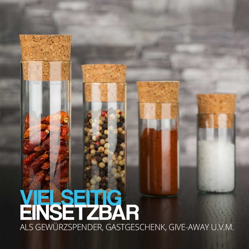 Gewürzgläser-Set mit Korken (25 Stück), 120 x Ø30 mm