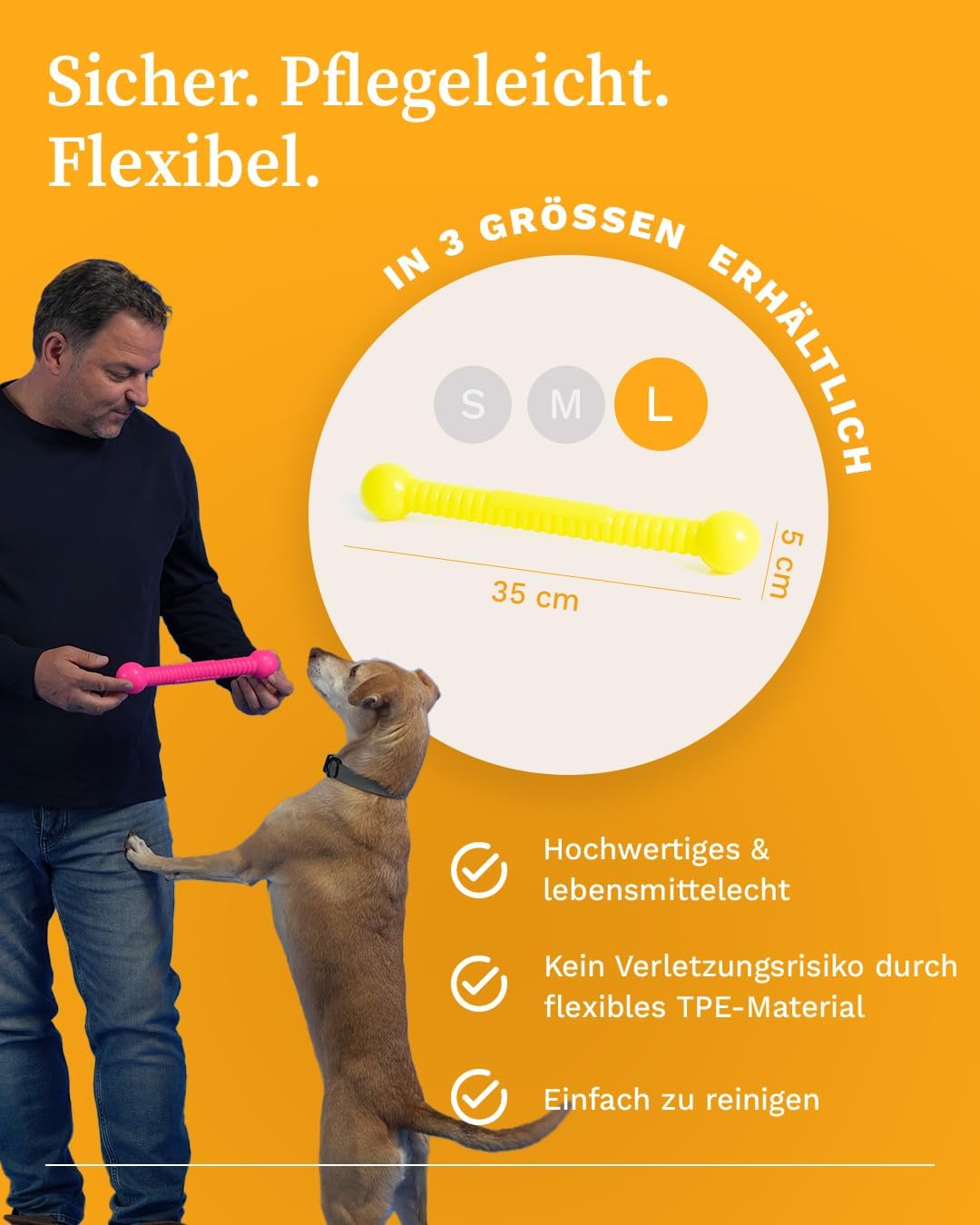 Funstix Apportierstab für Hunde, Neongelb L
