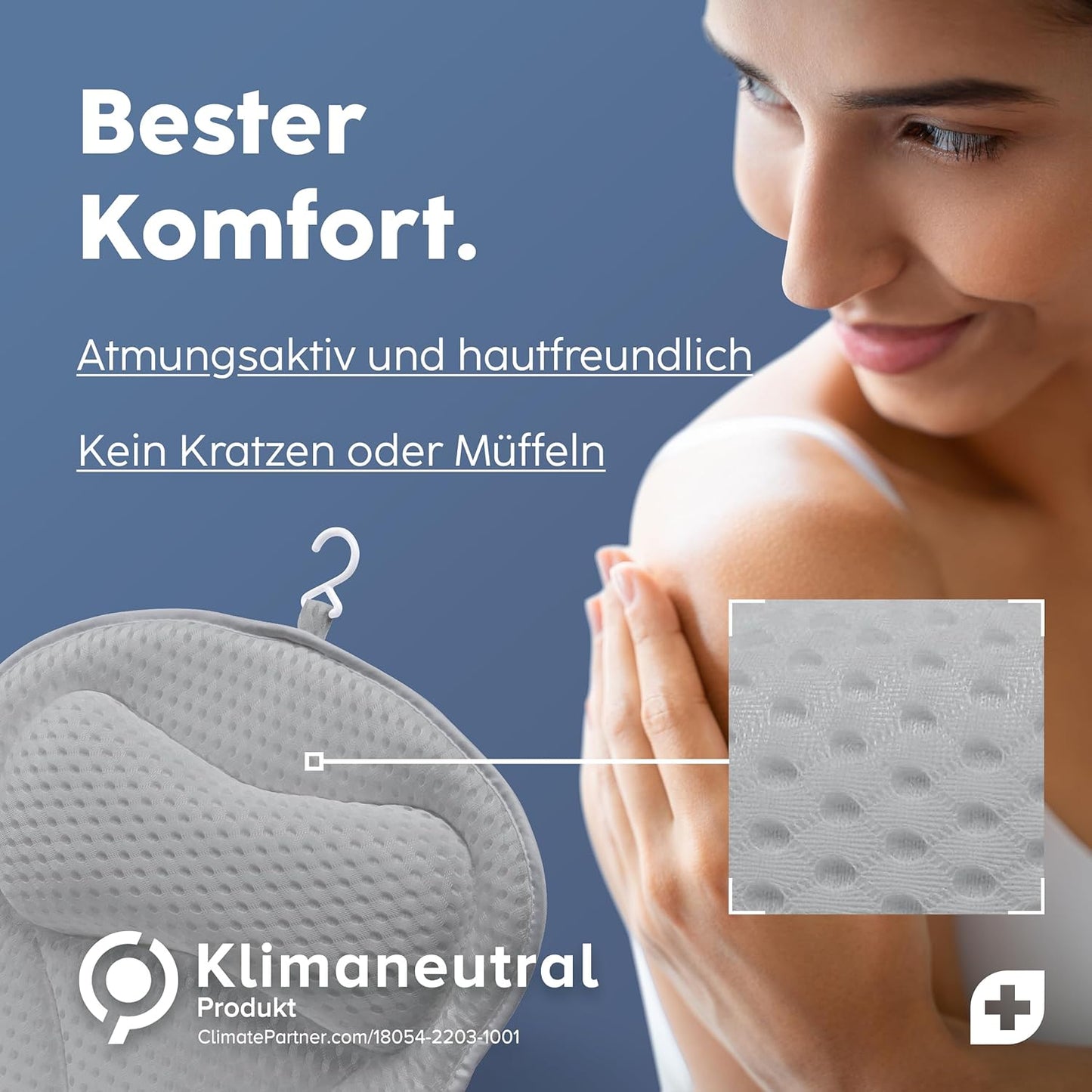 Badewannenkissen mit Saugnäpfen, Grau