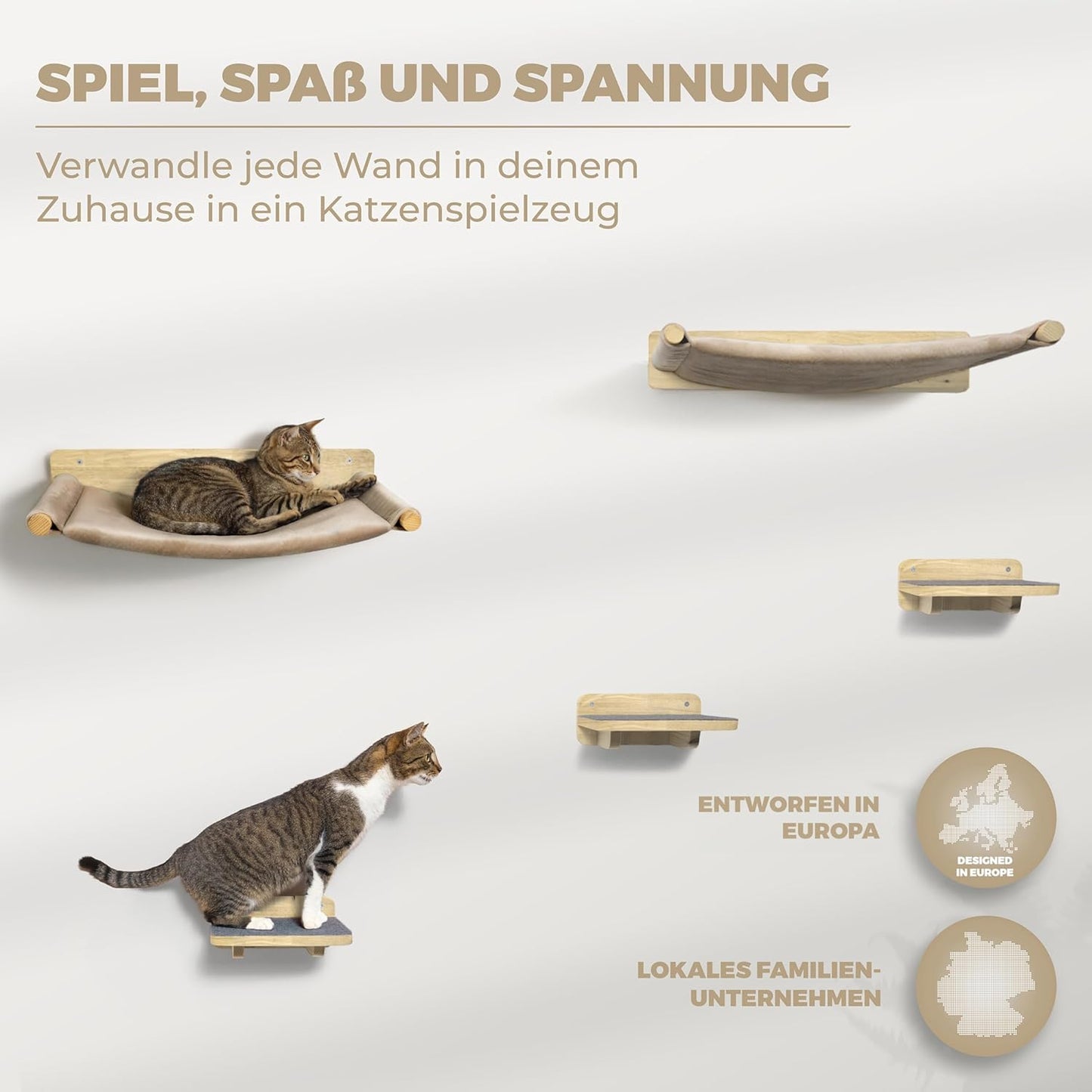 5-teilige Katzen-Kletterwand, Komplettset (5-teilig)