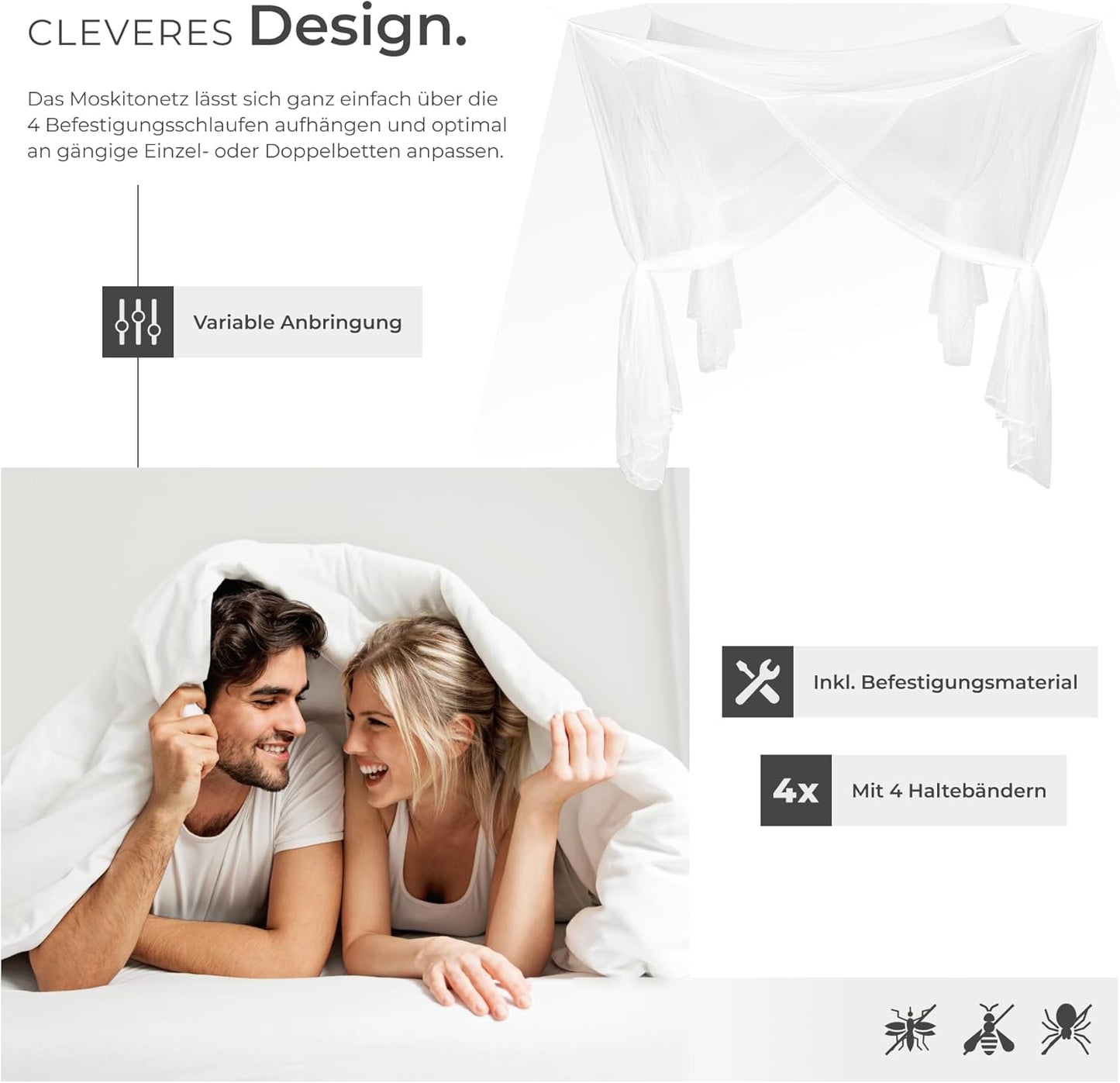 Moskitonetz für Einzel- und Doppelbett