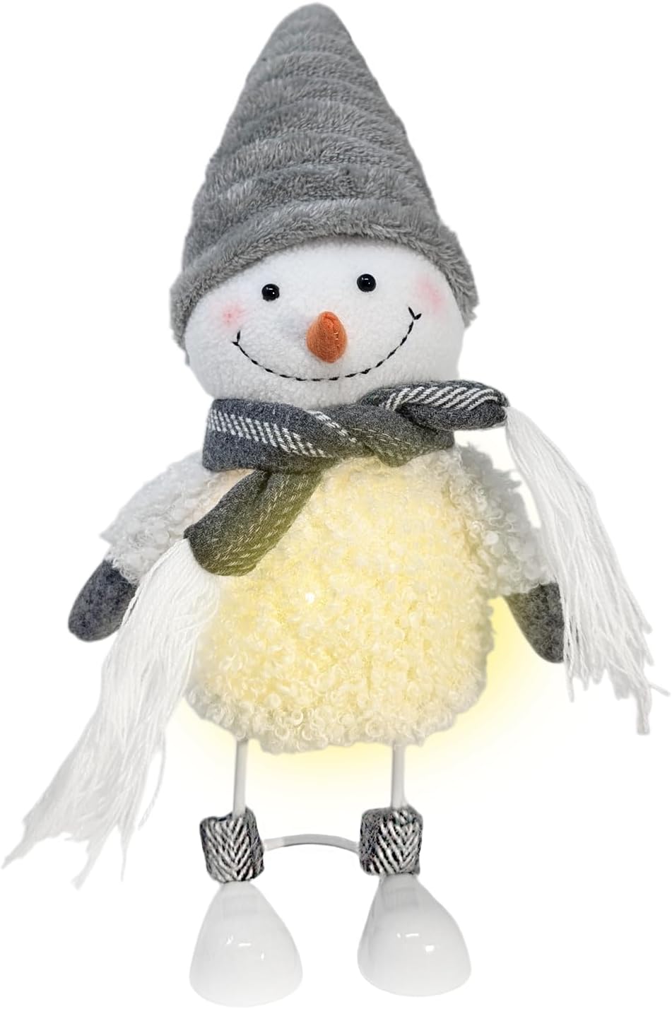 LED-Schneemann Dekofigur mit Stimmungslicht, 38cm Wichtel - Weiss - mit Mütze