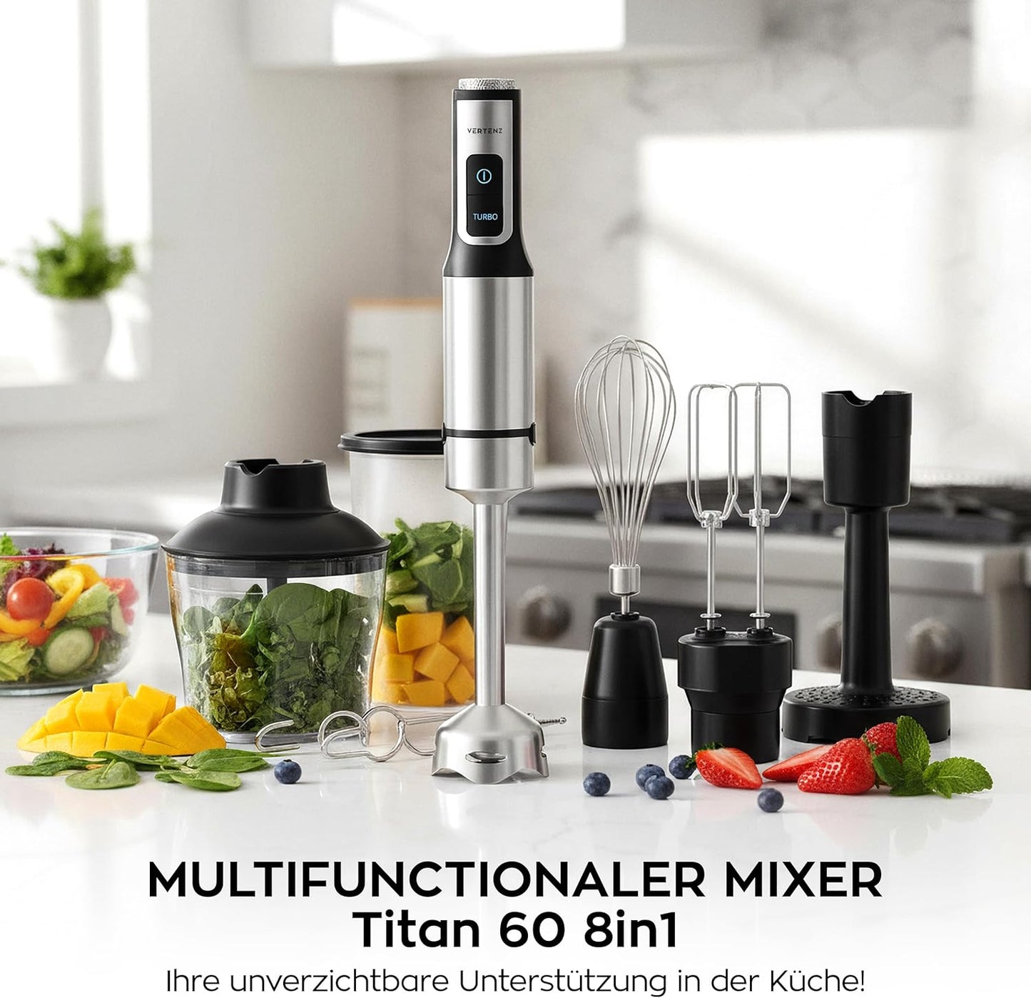 Stabmixer-Set mit 8 Funktionen (1500W)