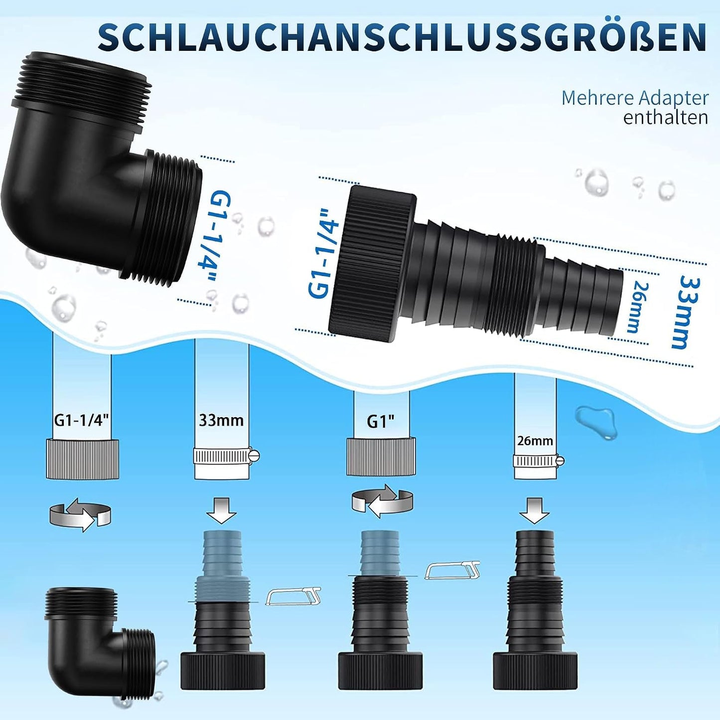 Tauchpumpe Q400210 mit einstellbarem Schwimmerschalter, Königsblau