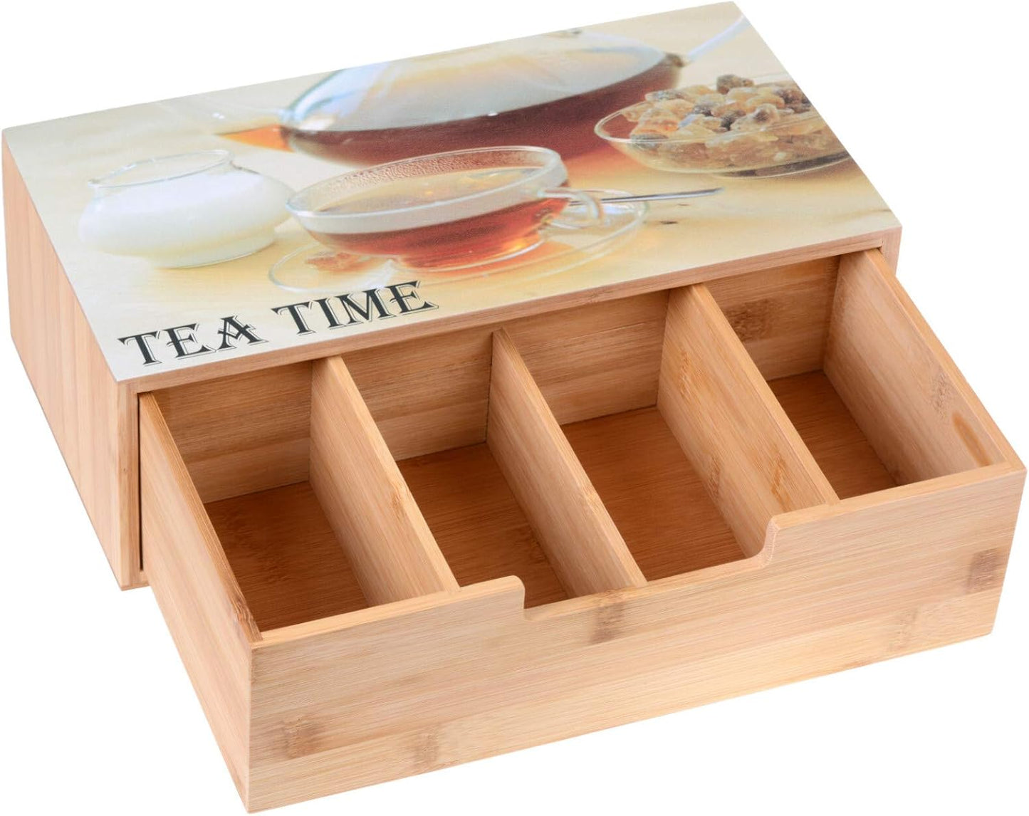 Teebox mit 4 Fächern, Mittel - 4 Fächer, Bambus