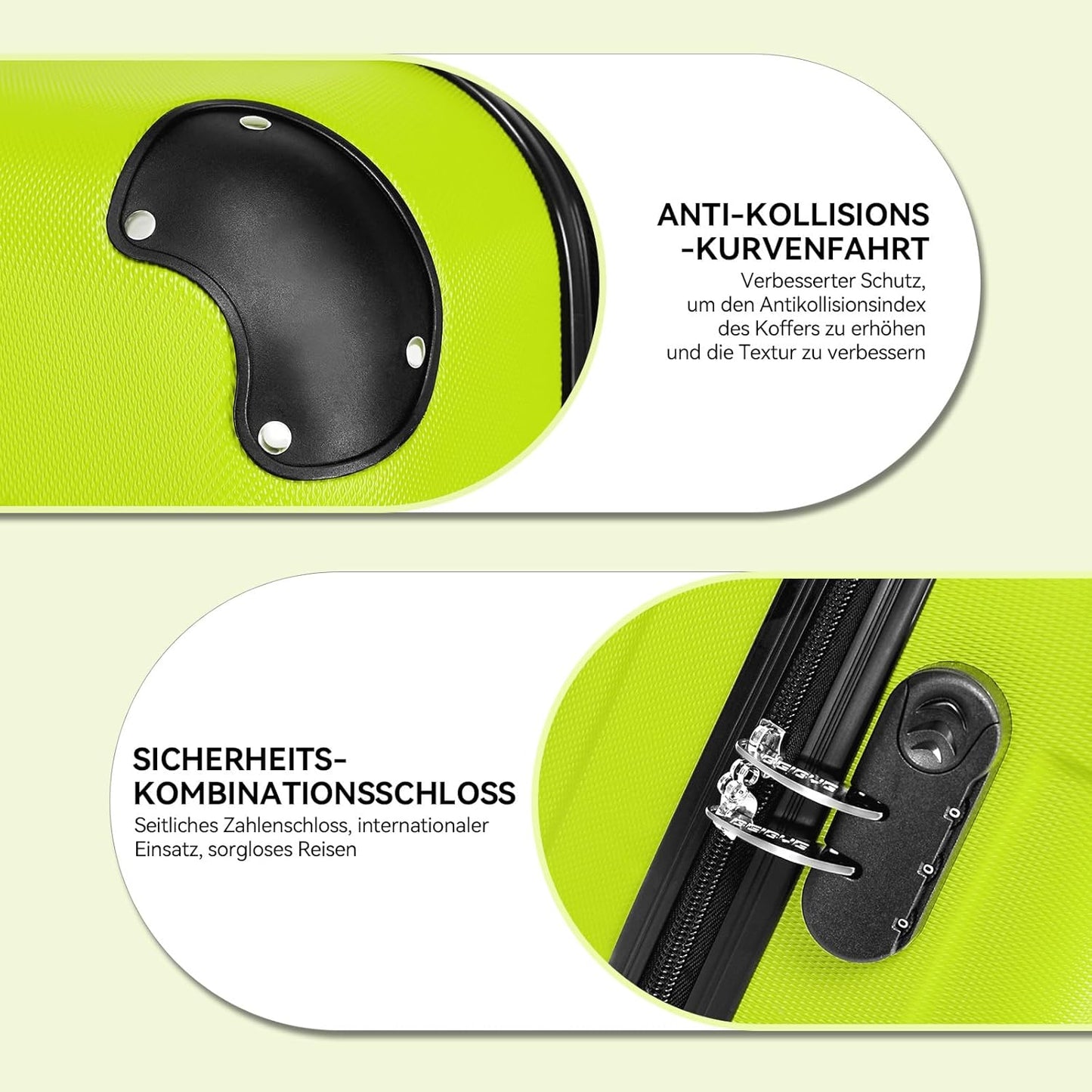 Hartschalenkoffer-Set, Gruen|Set