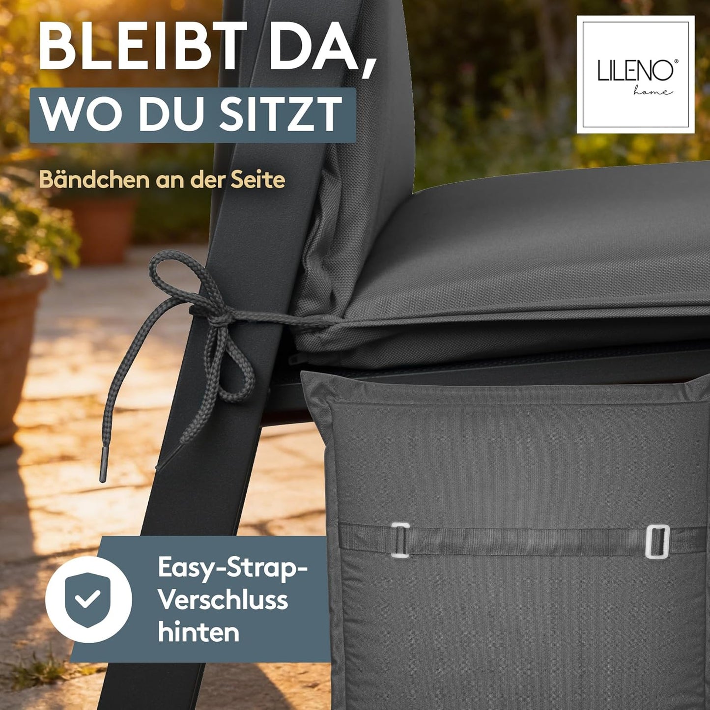 Gartenstuhlauflagen Set Tamifür Niedriglehner, Uni Anthrazit (Tami) 2