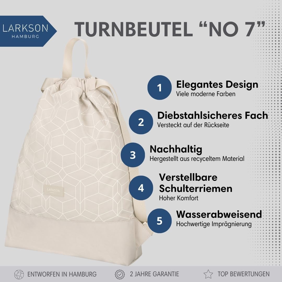 Turnbeutel No 7 mit Aussentasche, Sand Muster
