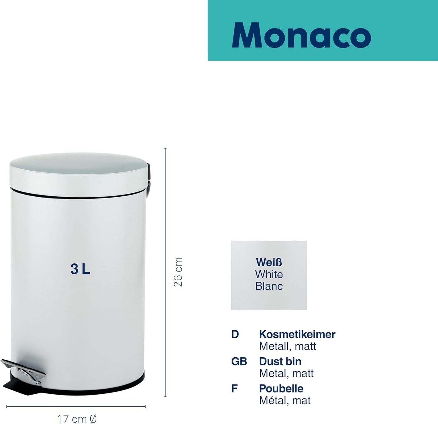 Kosmetikeimer Monaco, weiß